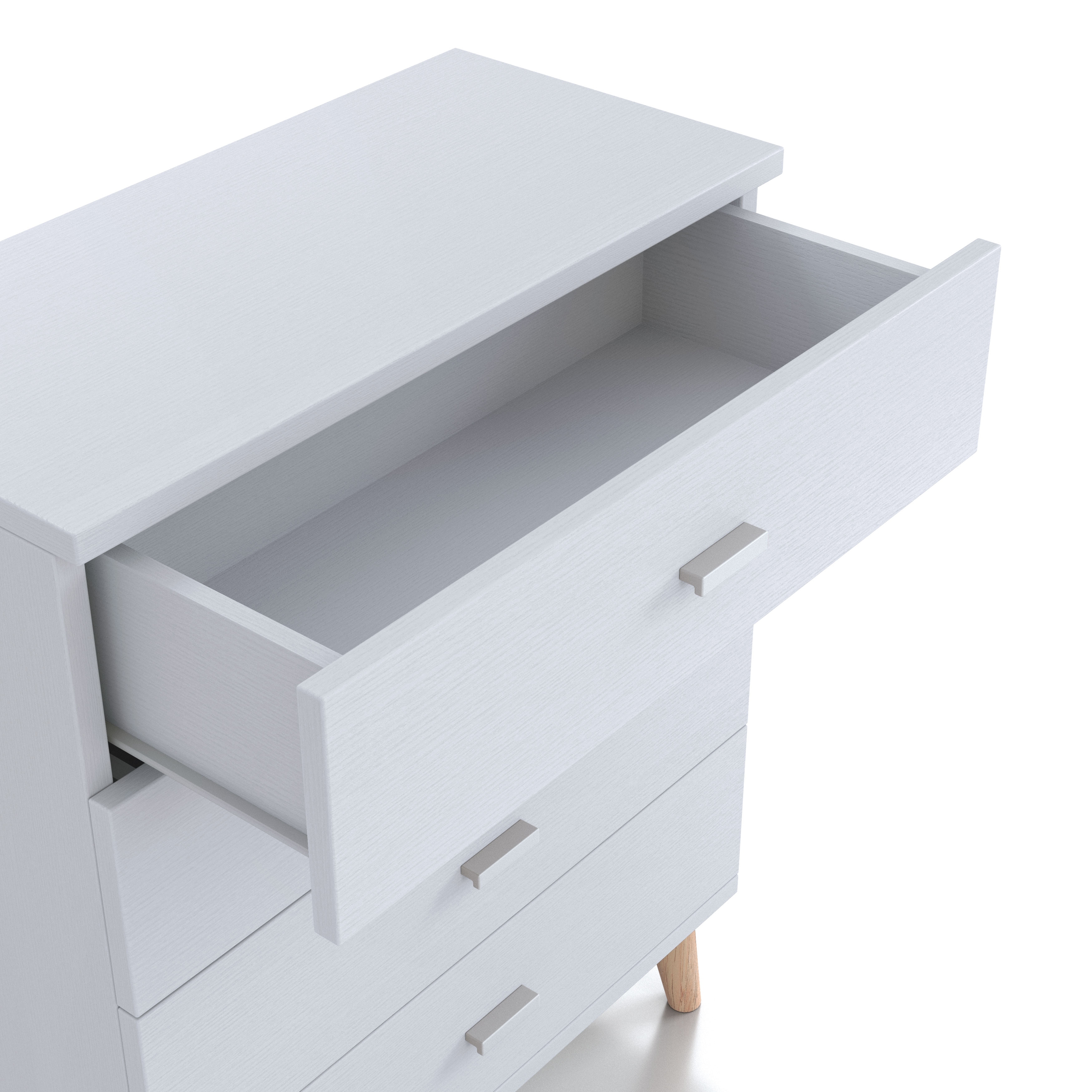 Denhour DH BASIC Mid-Century Modern White 4-Drawer Chest with Bar Pulls by