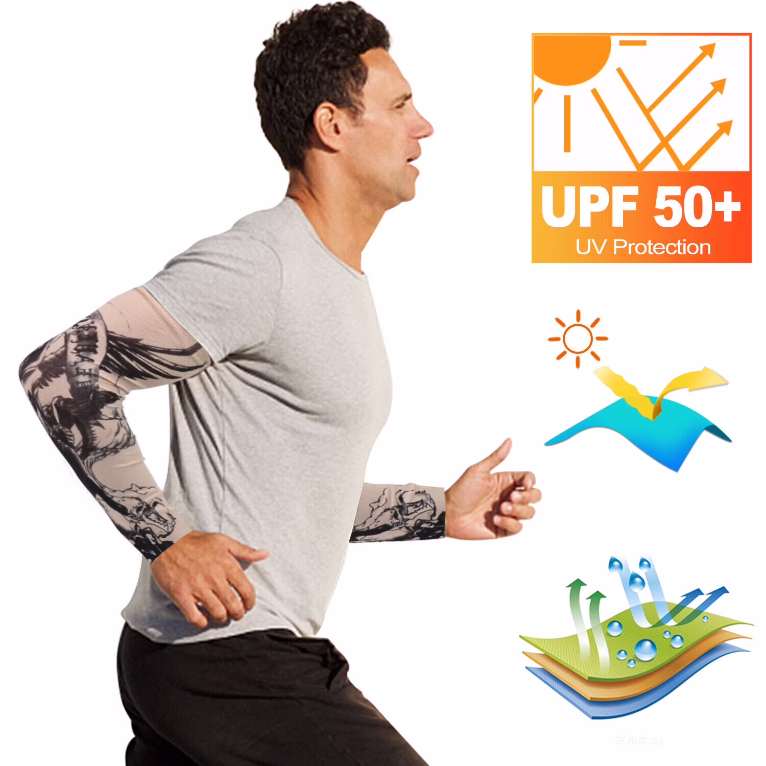 20 PCS Unisex Tattoo Cooling Arm Sleeves Cover Sports Outdoor UV Sun Protection