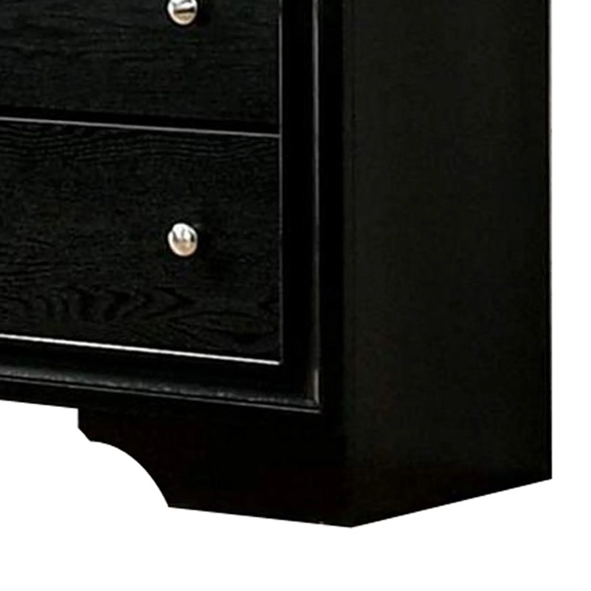 Dresser with Silver Trim Accent and 2 Jewelry Drawer, Black
