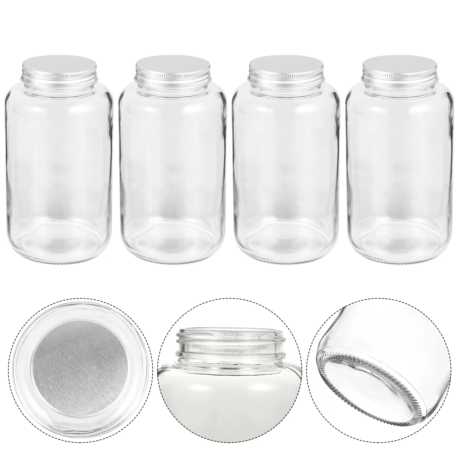 4Pcs 500ML Glass Milk Tea Water Bottles Transparent Juice Beverage Bottles