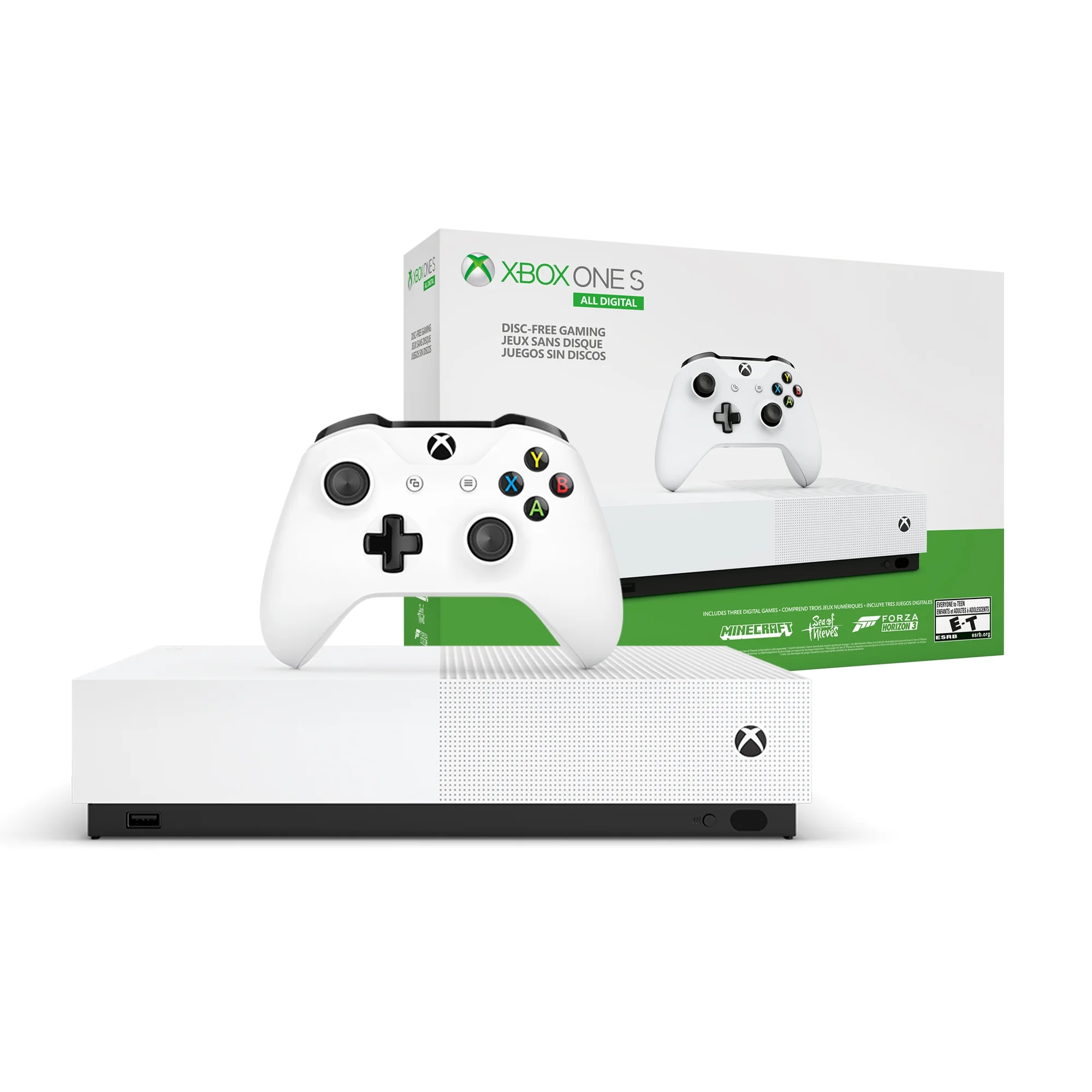 Microsoft Xbox One S 1TB All-Digital Edition Console (Disc-free Gaming), White, NJP-00024