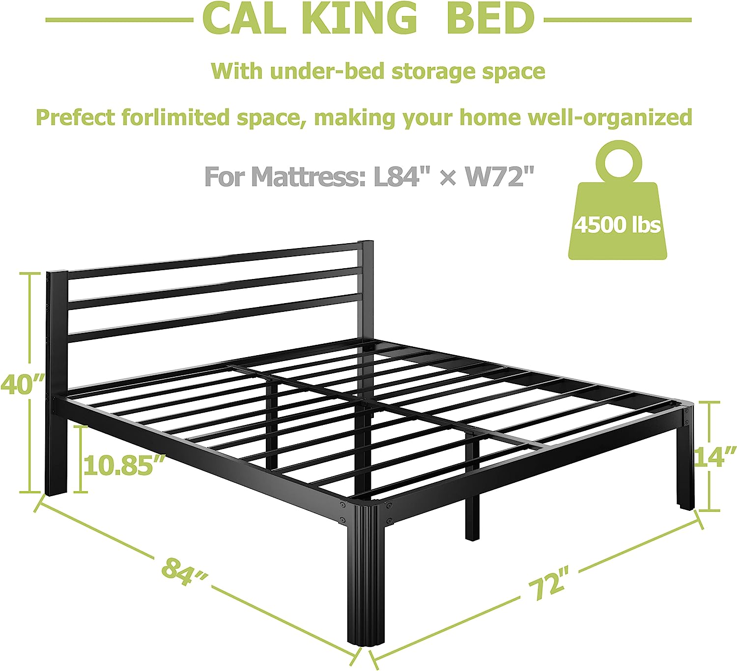 Popular Full Bed Frame with Headboard  18-Inch Metal Platform Full Size Bed Frames with Round-Corner Leg  No Box Spring Needed  Heavy Duty Mattress Foundation  Noise-Free