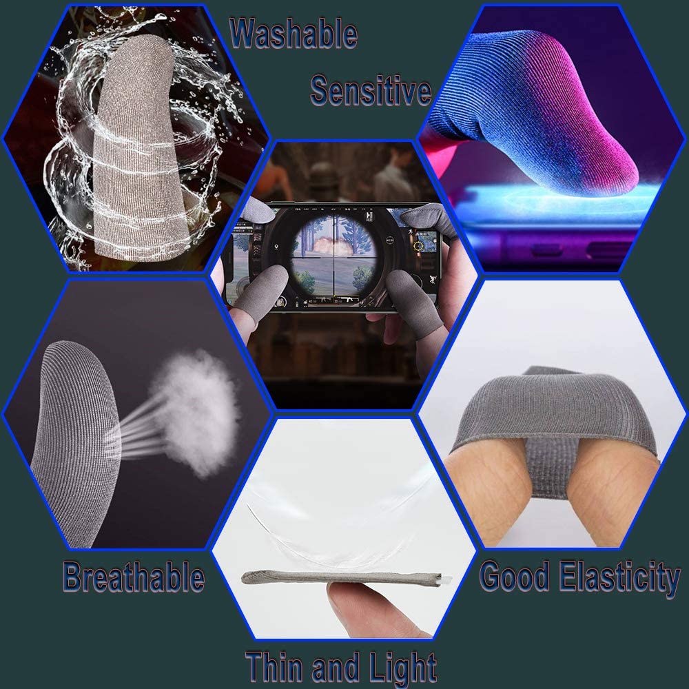 10 PCS Mobile Game Controller Mobile Game Finger Sleeve Sets, Breathable Anti-Sweat Full Touch Screen Cell Phone Finger Covers, Sensitive Shoot and Aim Keys for Call of Duty Mobile (black)