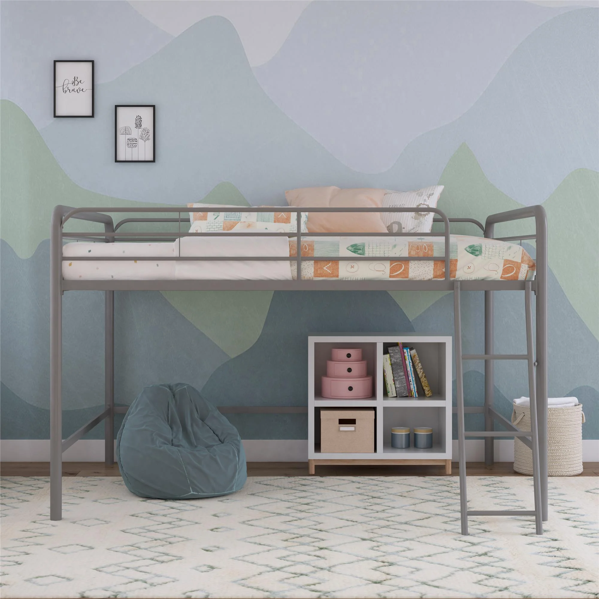 DHP Jett Junior Full Metal Loft Bed, Silver