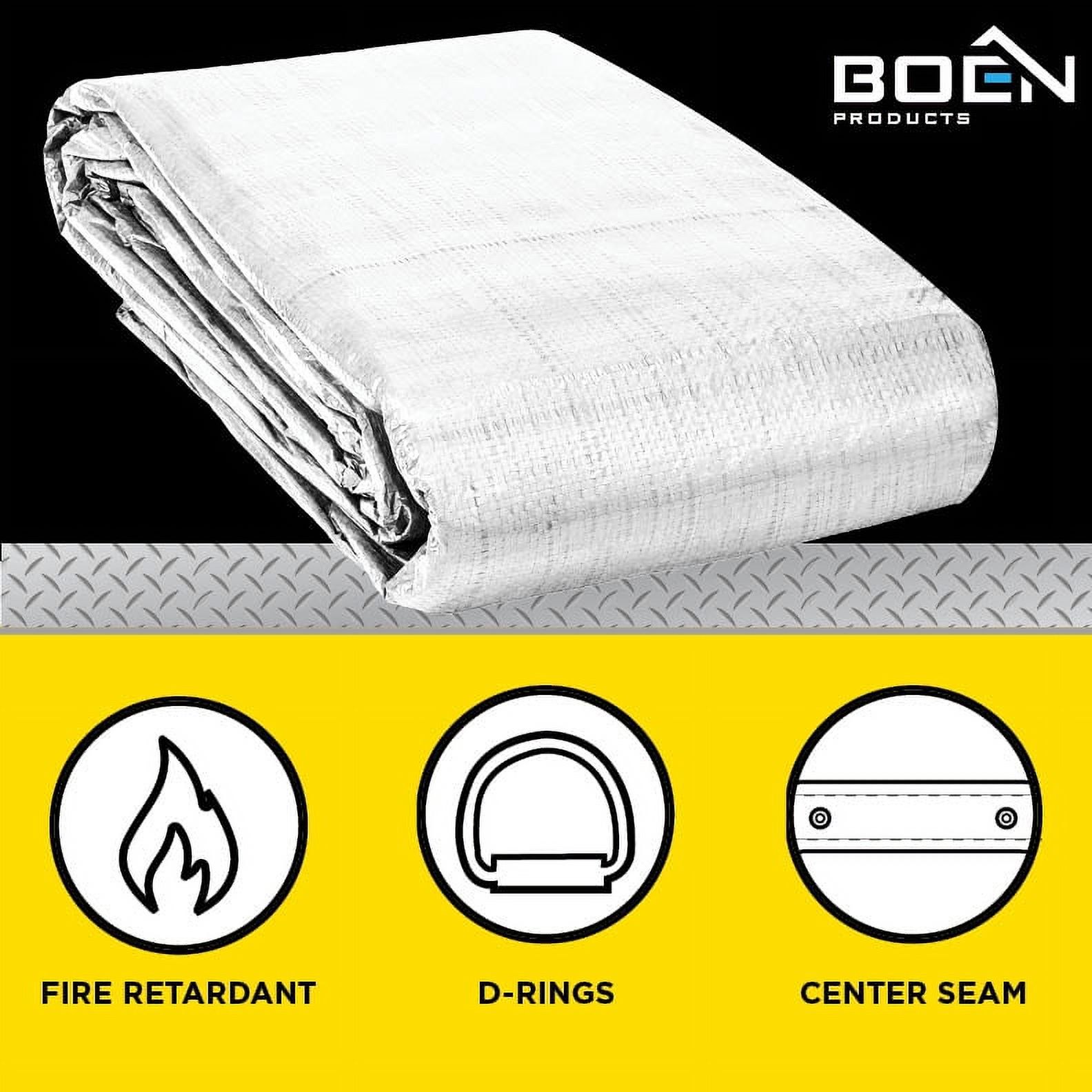 Boen Extra Heavy FR Tarps White 14x14 Weave 15' x 20'