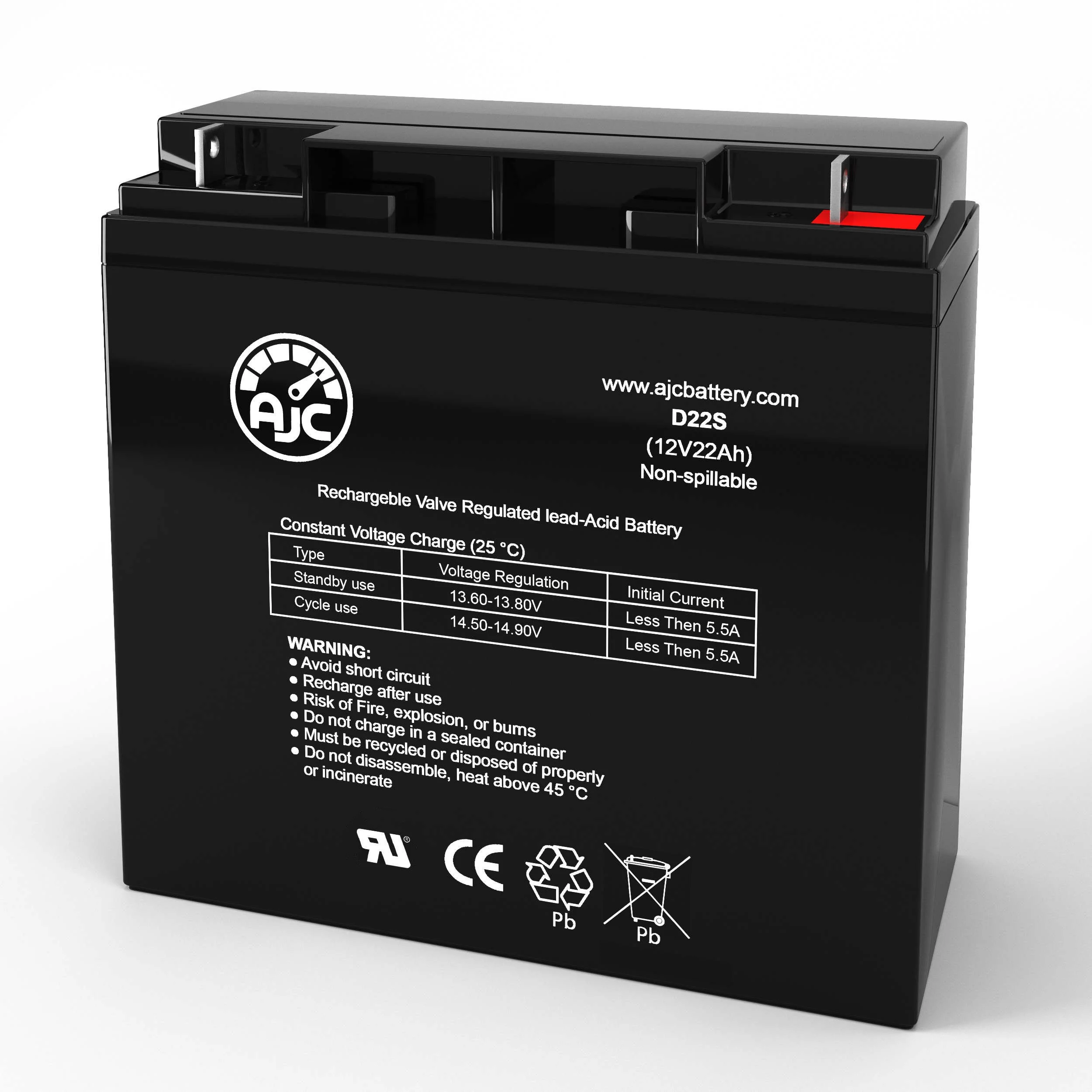 BB BP22-12 12V 22Ah Wheelchair Battery - This Is an AJC Brand Replacement