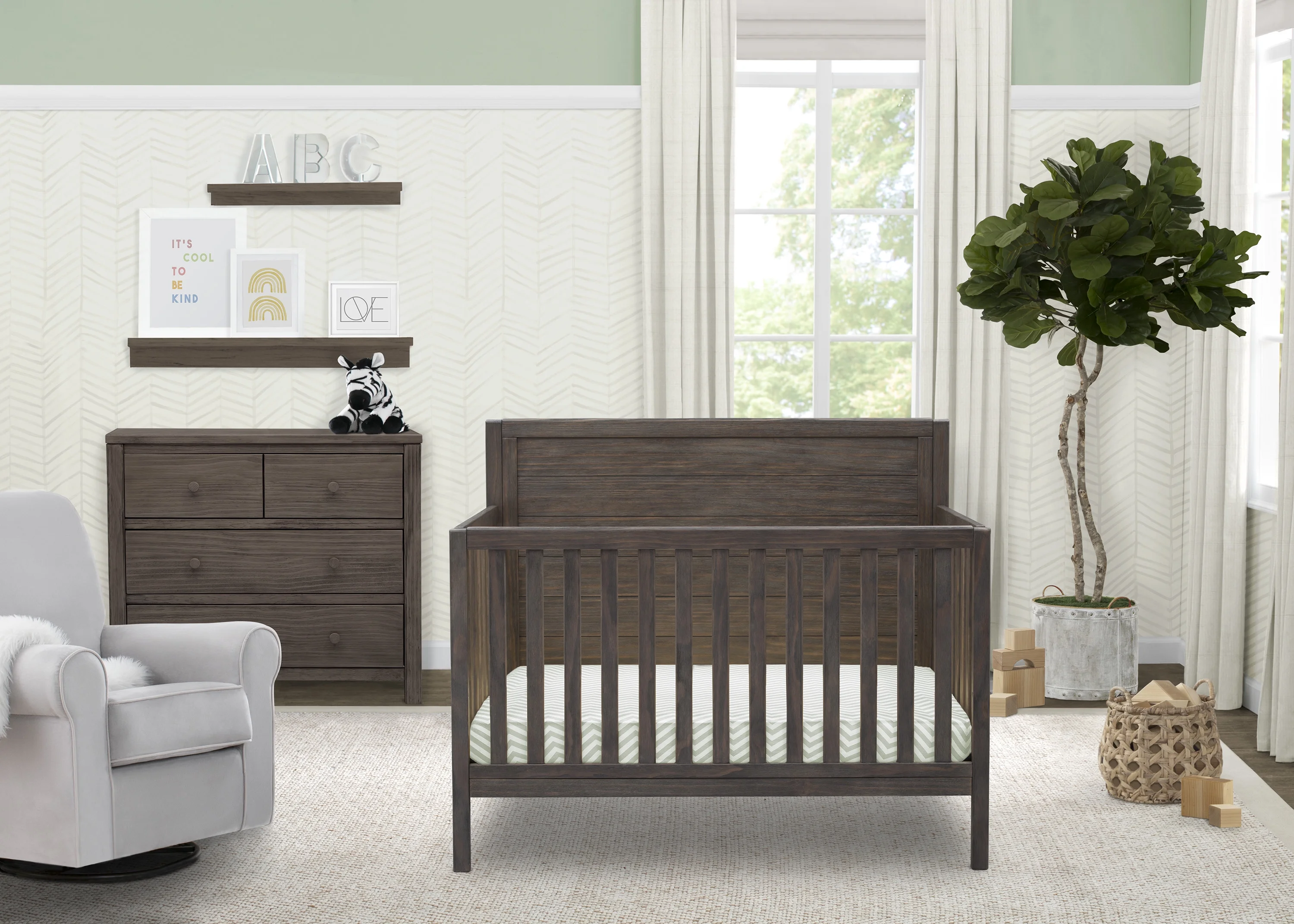 Delta Children Cambridge Mix and Match 4-in-1 Convertible Baby Crib,, Rustic Grey