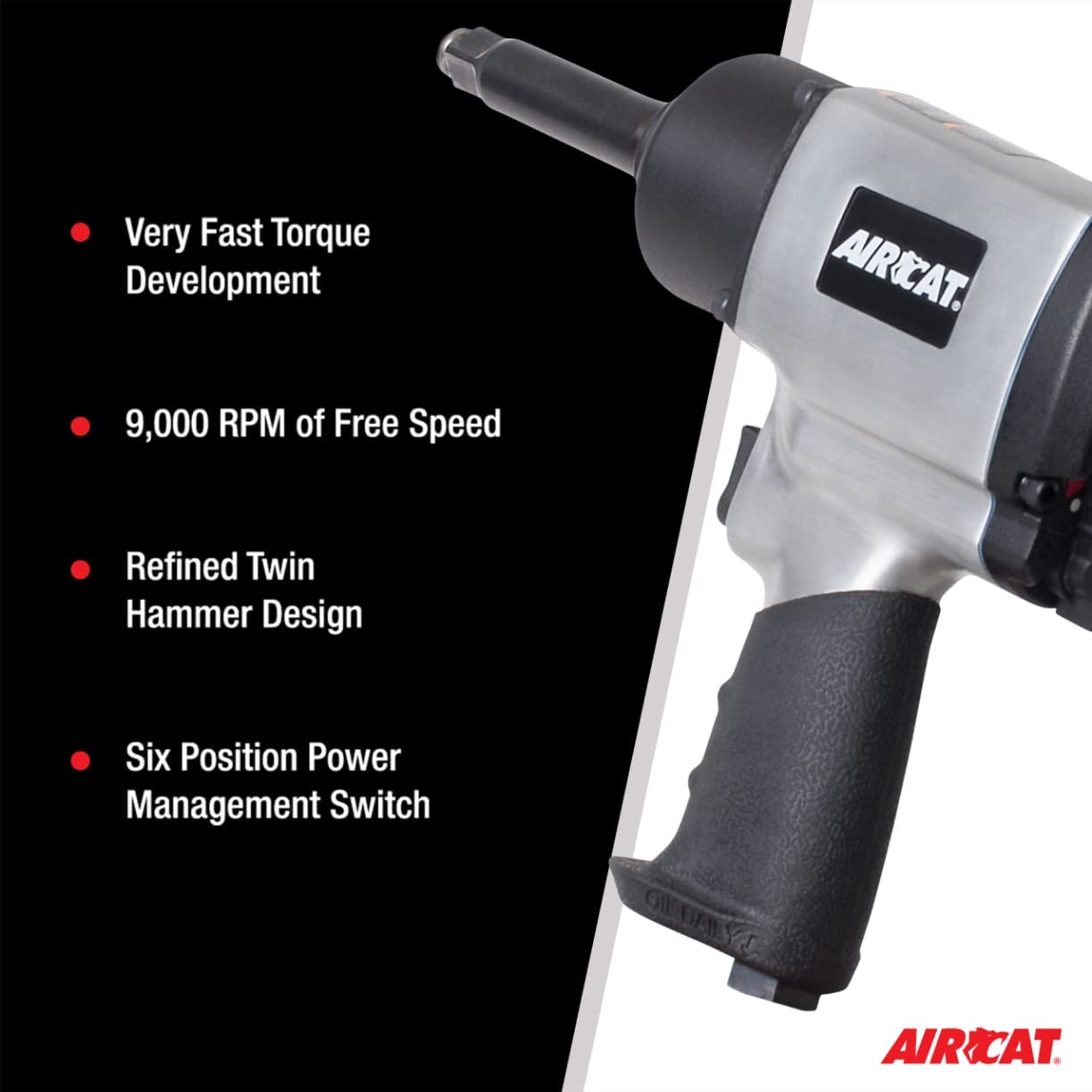 AIRCAT Pneumatic Tools 1450-2: 1/2-Inch Impact Wrench 1,000 ft-lbs - 2-Inch Extended Anvil