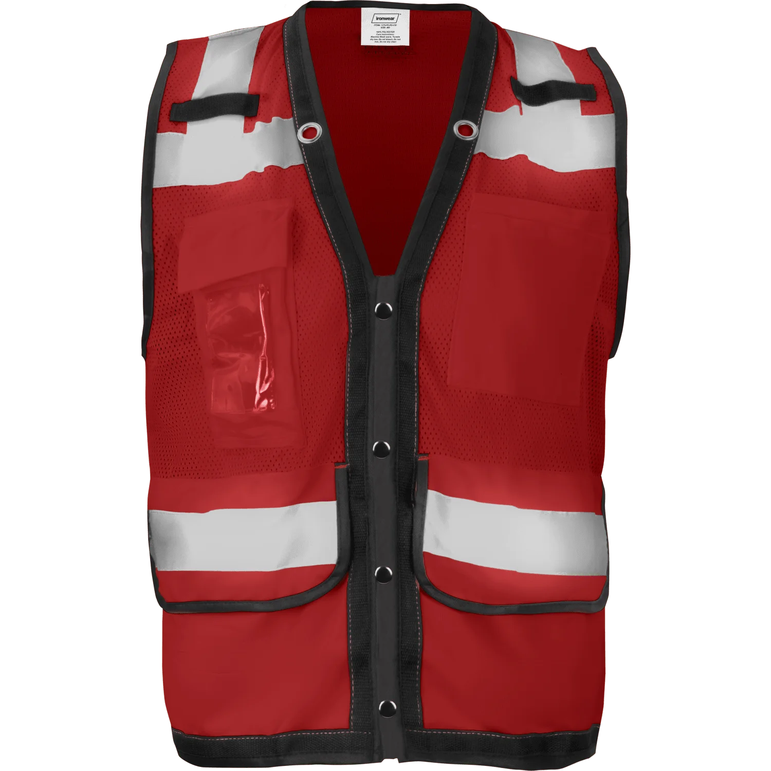 Ironwear 1279 Safety Vest w/ Snap Button Closure, Radio Clips & ID Holder