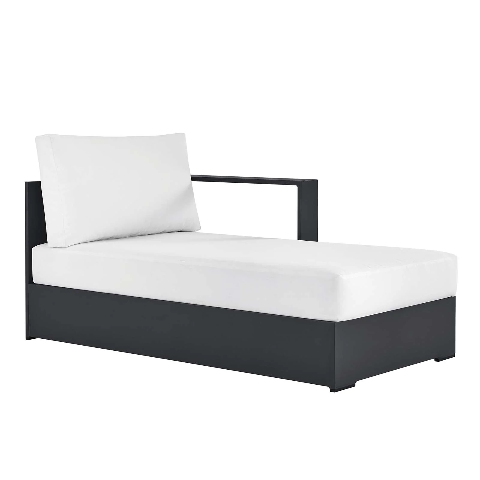 Modway Tahoe Outdoor Patio Powder-Coated Aluminum Modular Right-Facing Chaise Lounge in Gray White