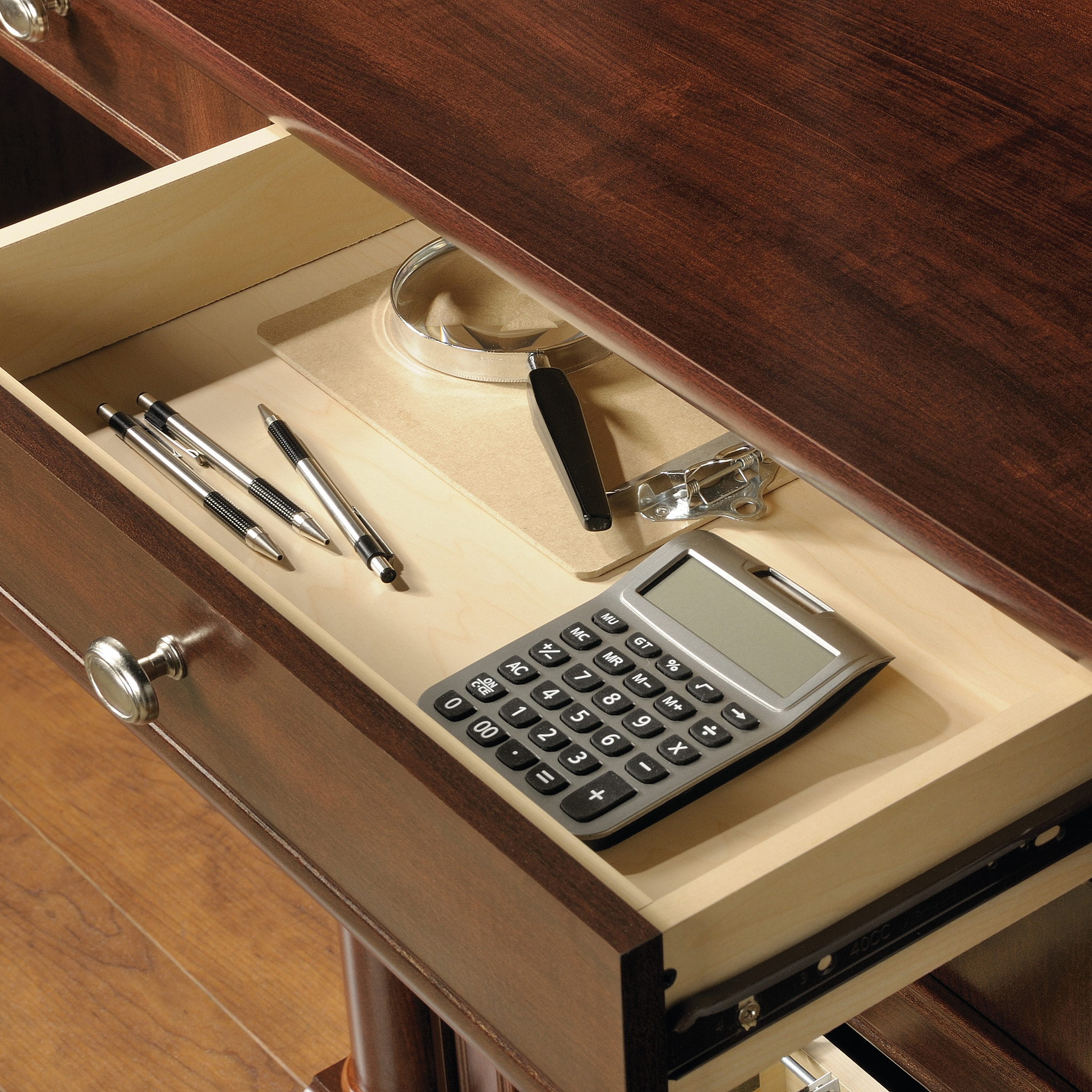 Sauder Palladia Computer Desk And Hutch, Select Cherry Finish