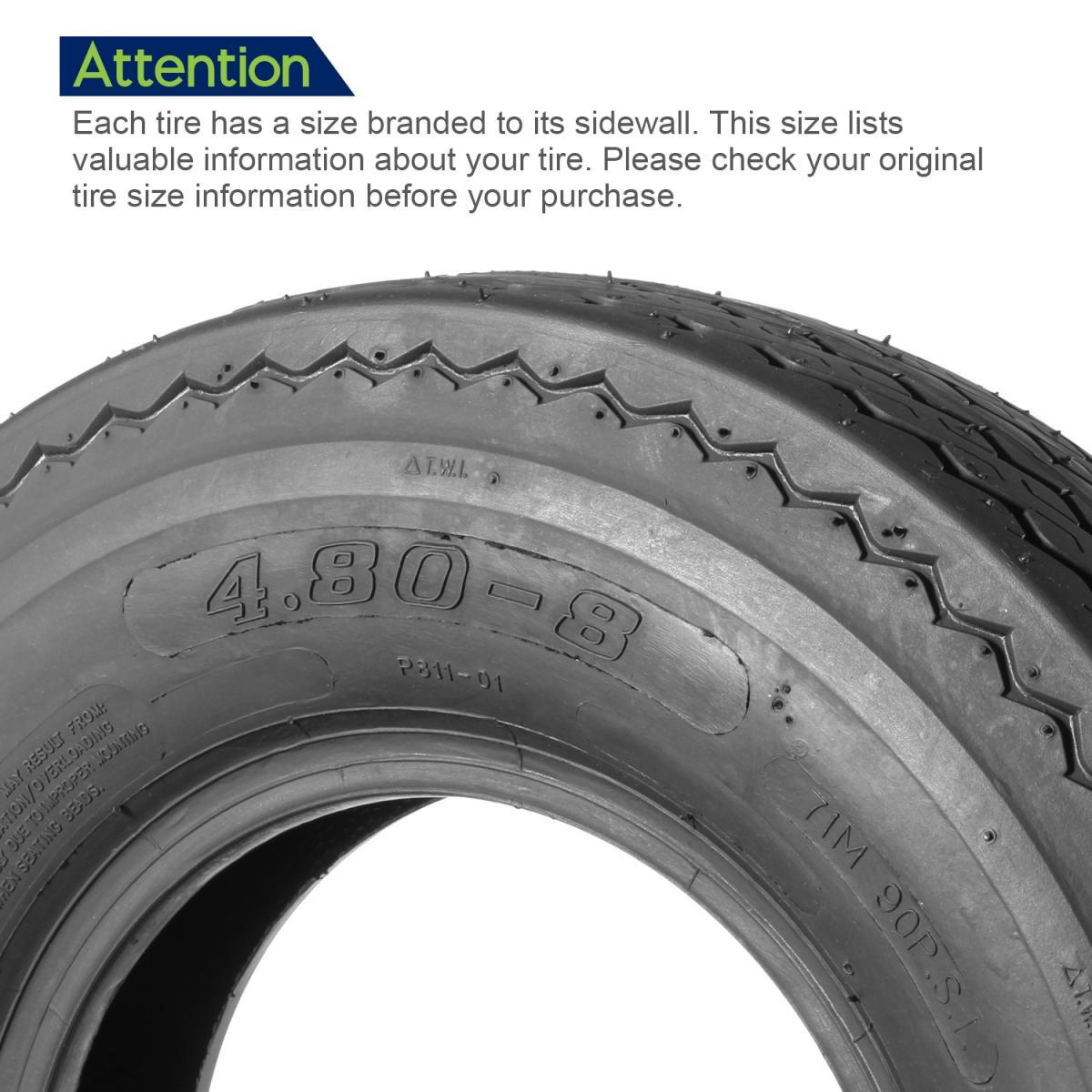 MaxAuto 4.80-8 Highway Boat Motorcycle Trailer Tires 4.80x8 6PR Load Range C Set of 2