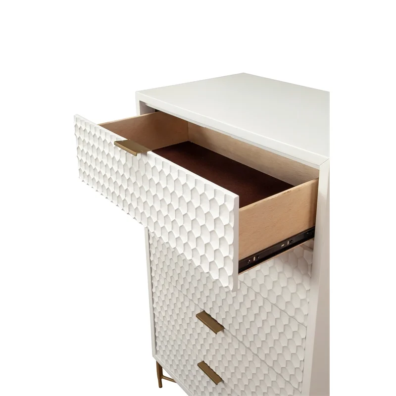 Home Square 4 Piece Set with Nightstand Standard King Wood Headboard and Chest