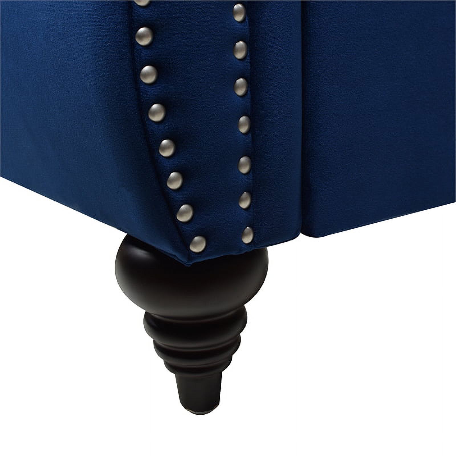 Maklaine King Bed Frame with Headboard & Footboard Navy Blue Velvet