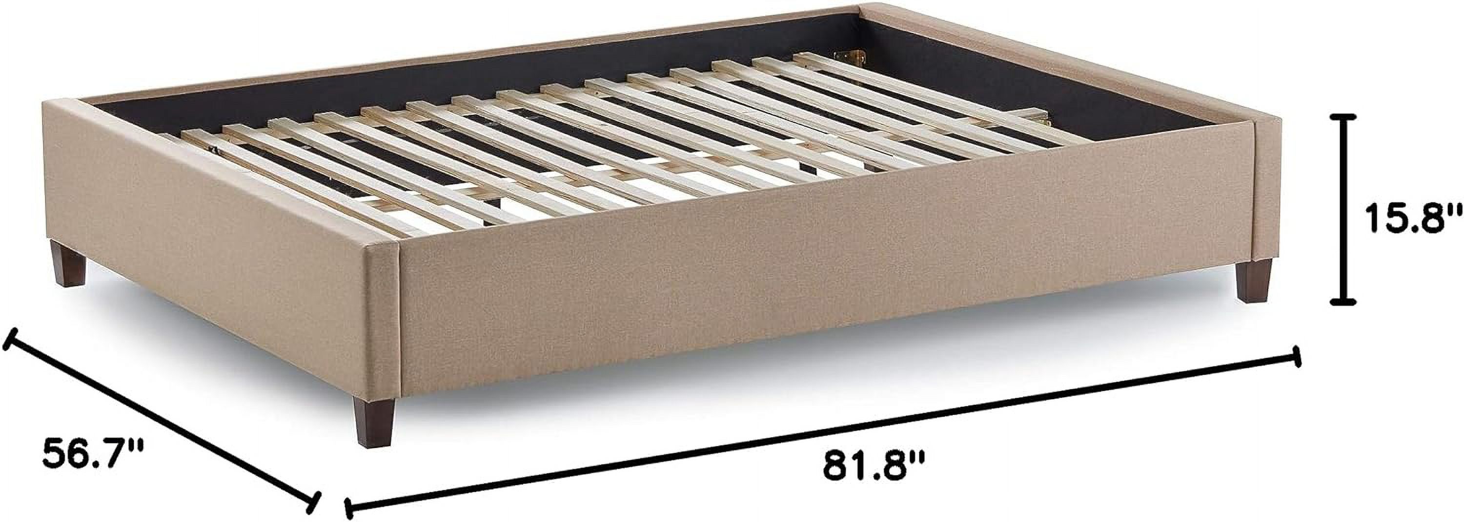 YGDU Upholstered Platform Bed with Slats – Wood Construction – Linen Inspired Fabric – No Box Spring Required – Compatible with Adjustable Bases