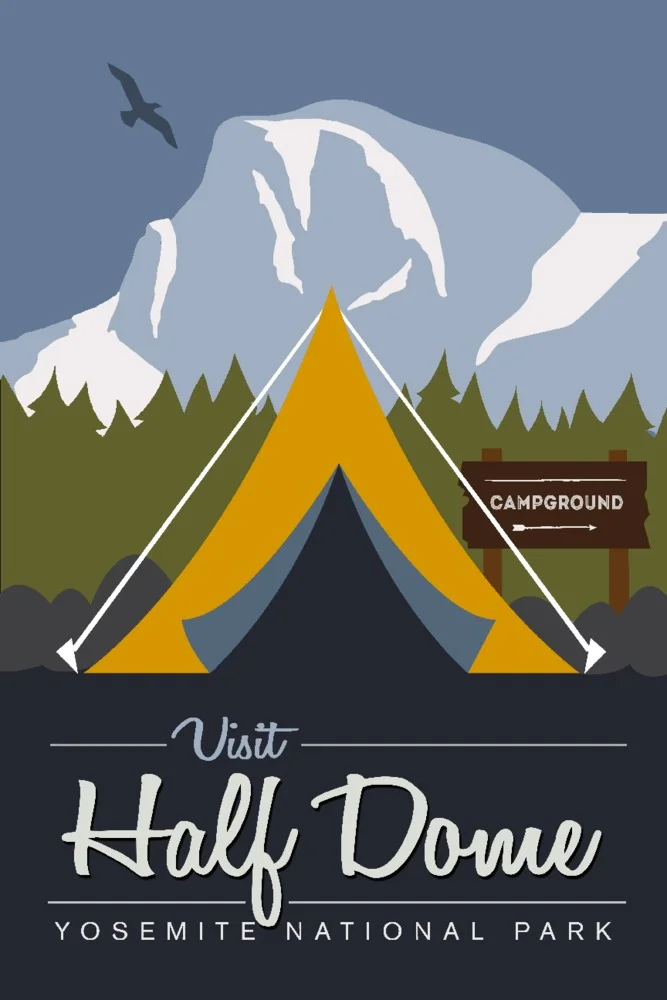Visit Half Dome, Off the Grid (Tent) (12x18 Wall Art Poster, Room Decor)