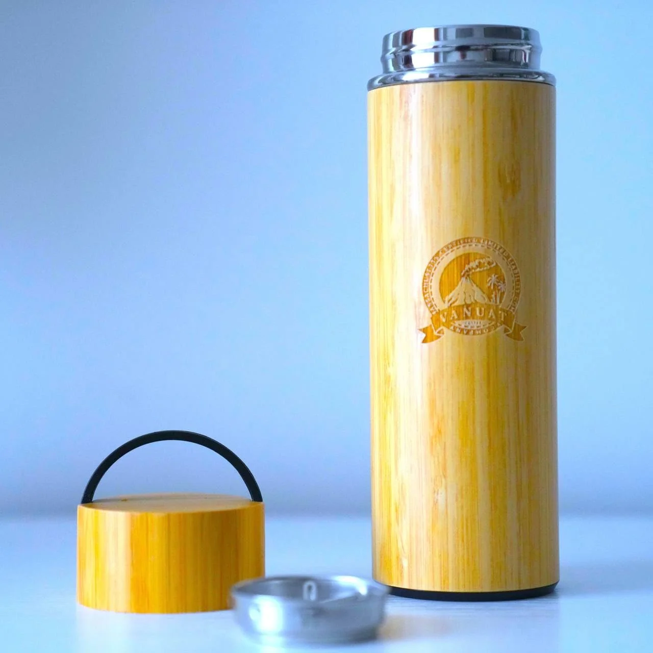 BAMBOO CRAFT THERMOS Cup Double Wall Vacuum Coffee Tumbler Tea Mug Handle Insulated Stainless Steel Water Beverage Bottle Dispenser Slate Matte Para Caf&eacute; Collection