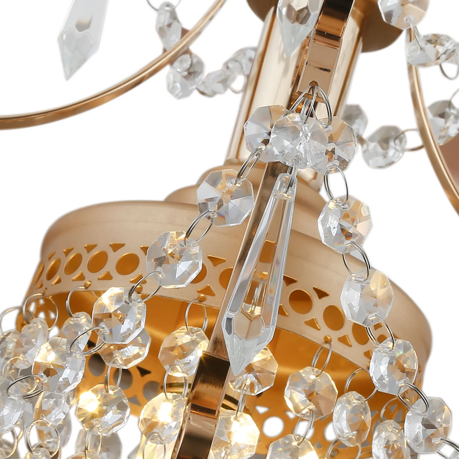 Loyalheartdy Crystal Chandelier, 1-Light Modern Elegant Metal Crystal  Ceiling Light Fixture Adjustable Height Hanging Lamp