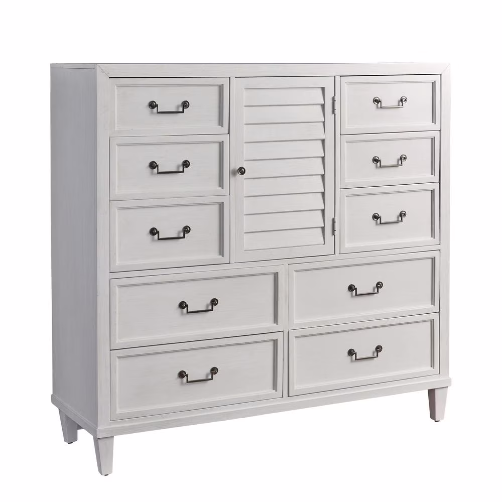 American Woodcrafters Dunescape Wood Gentleman's Chest in White/Antiqued Silver
