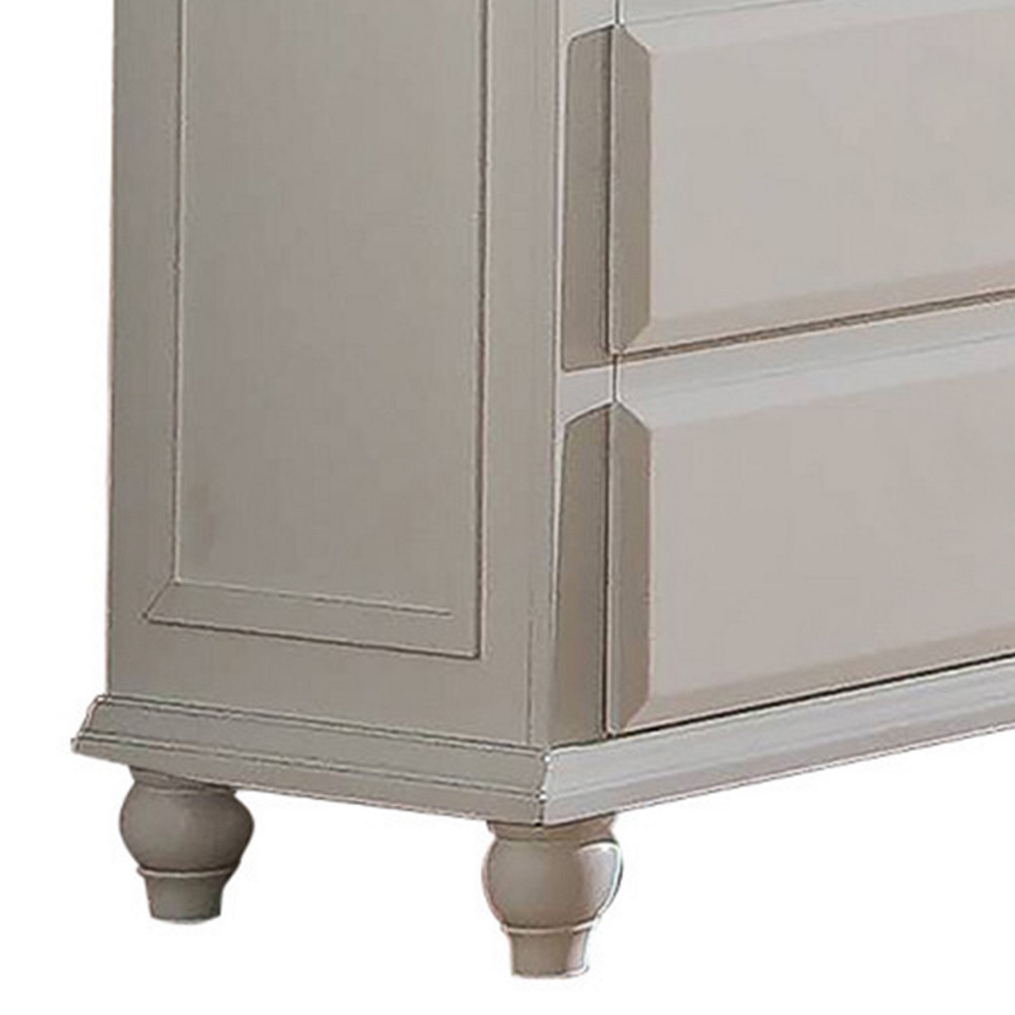 Umi 58 Inch Wide 6 Drawer Dresser, Molded Details, Bun Legs, Classic White
