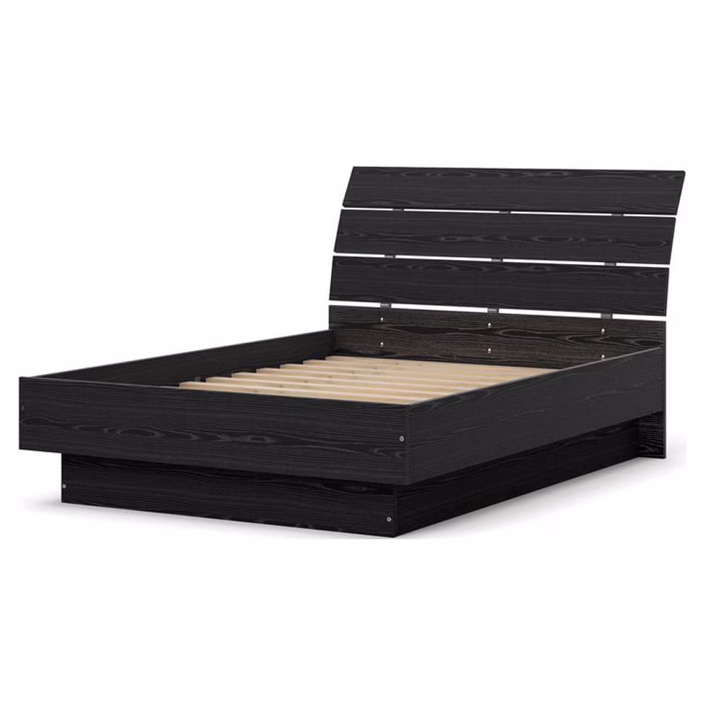 Belen Kox Scottsdale Full Bed with Slat Roll, Black Wood Grain
