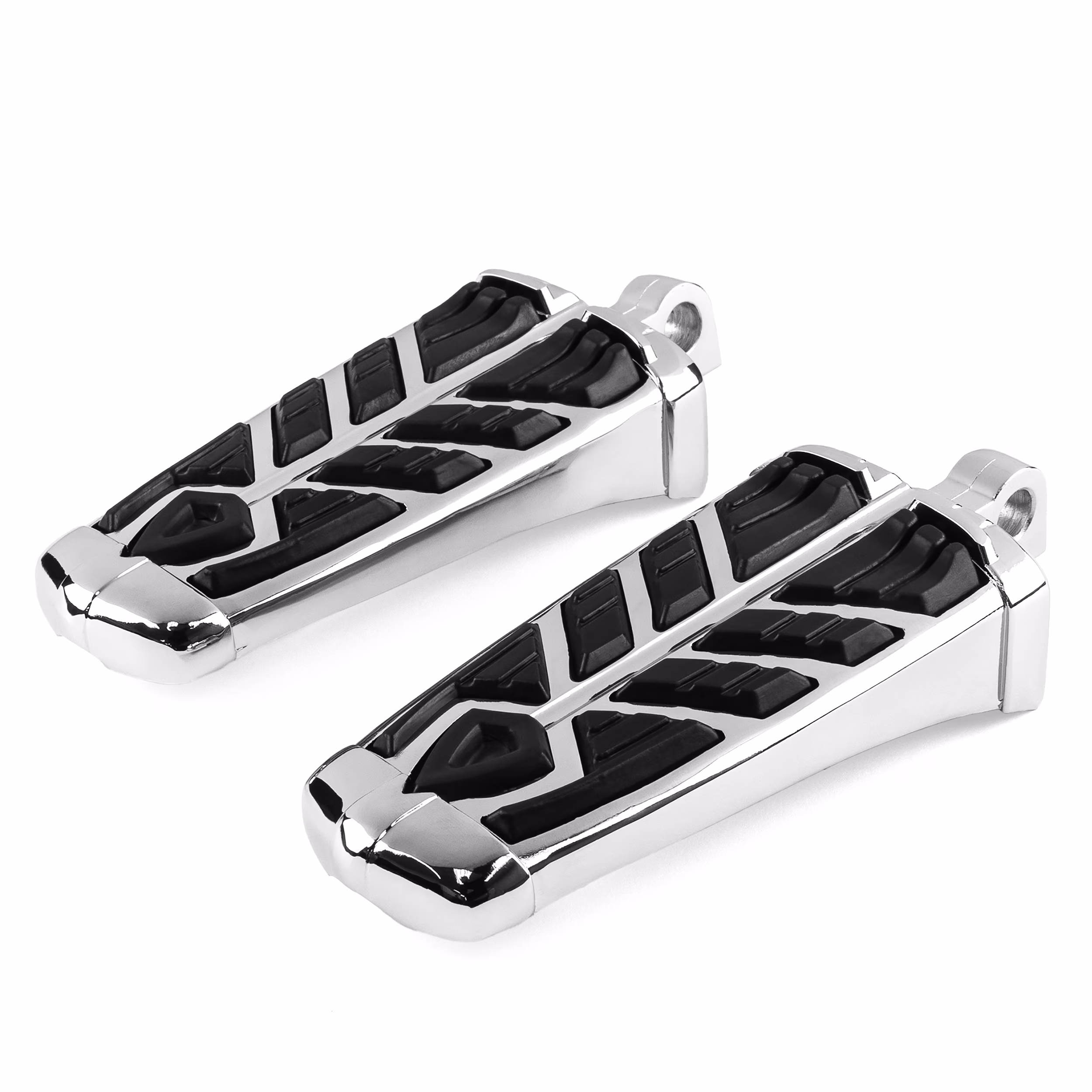 Krator Spear Foot Pegs, Chrome, Foot Control Component, 1 Pair, Compatible with Harley Davidson FLHR Road King 1994-2022