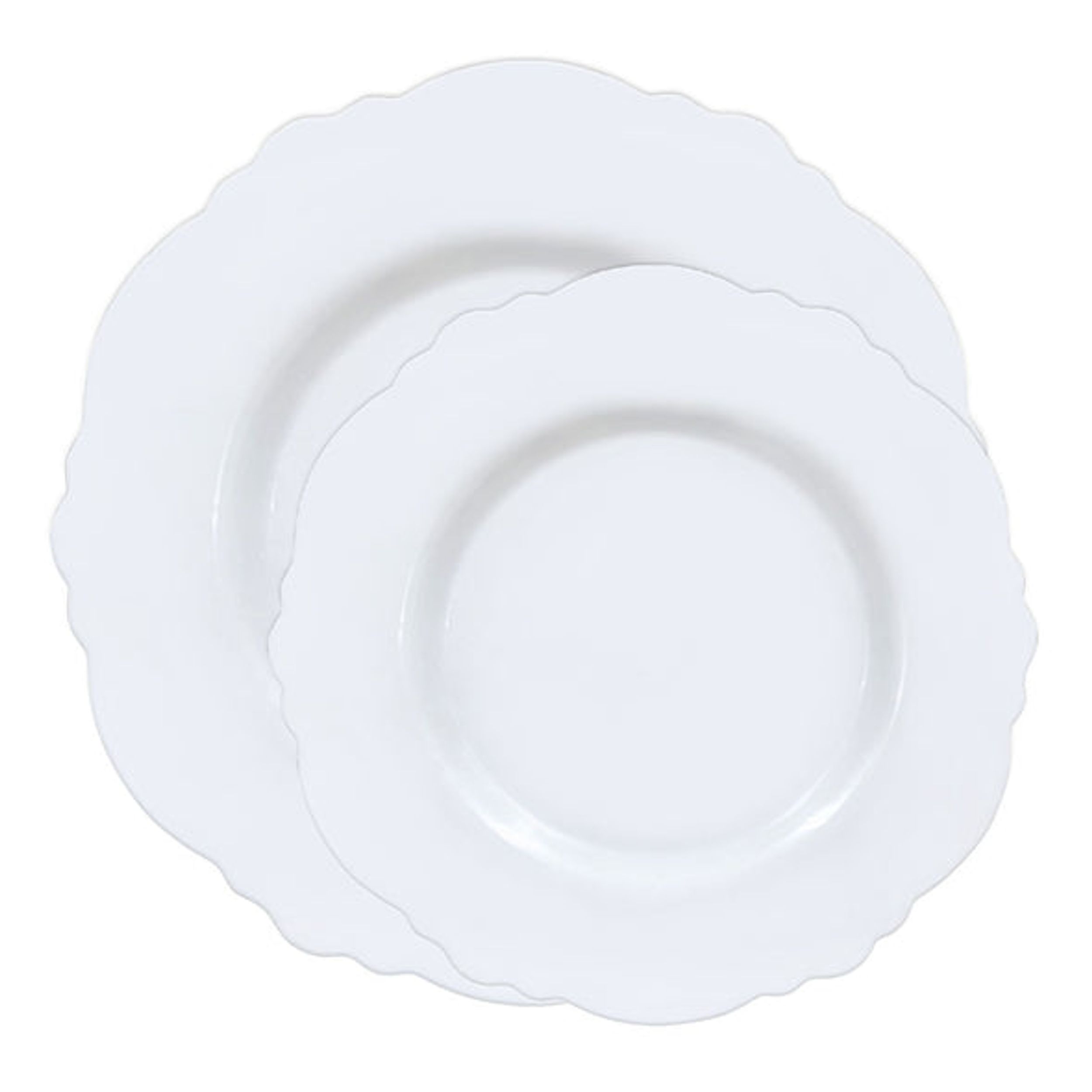 Smarty Solid White Round Blossom Disposable Plastic Dinnerware Value Set 240ct