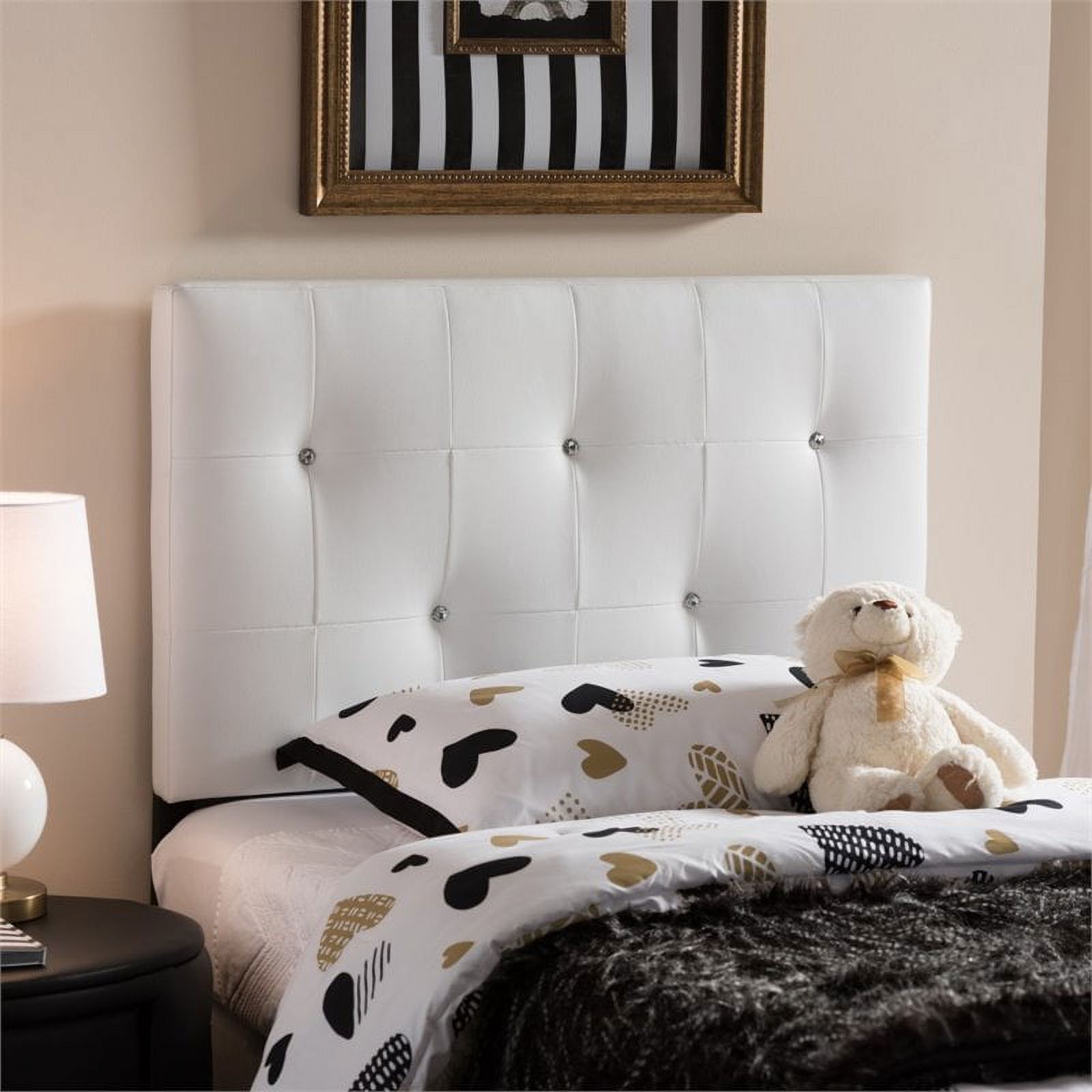 Bowery Hill Contemporary Faux Leather Upholstered Twin Headboard in White