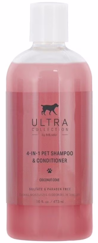 Nilodor Ultra Collection 4 in 1 Dog Shampoo and Conditioner Coconut Cove Scent 16 oz Pack of 3