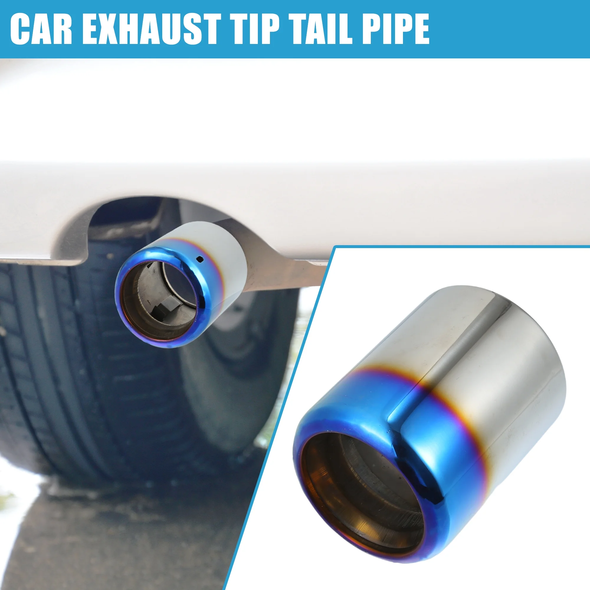 Auto Exhaust Tip Tail Pipe for Mazda 6 2013-2017 Stainless Steel Silver Tone Baked Blue 1 Pcs