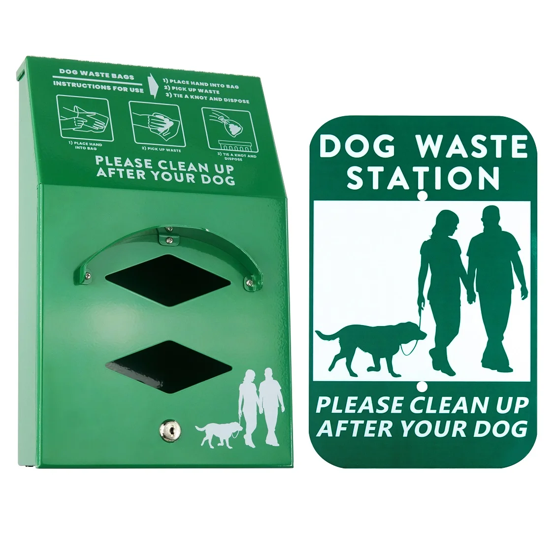 Wall Mounted Aluminum Dog Bag Dispenser with Pick Up After Your Dog Sign