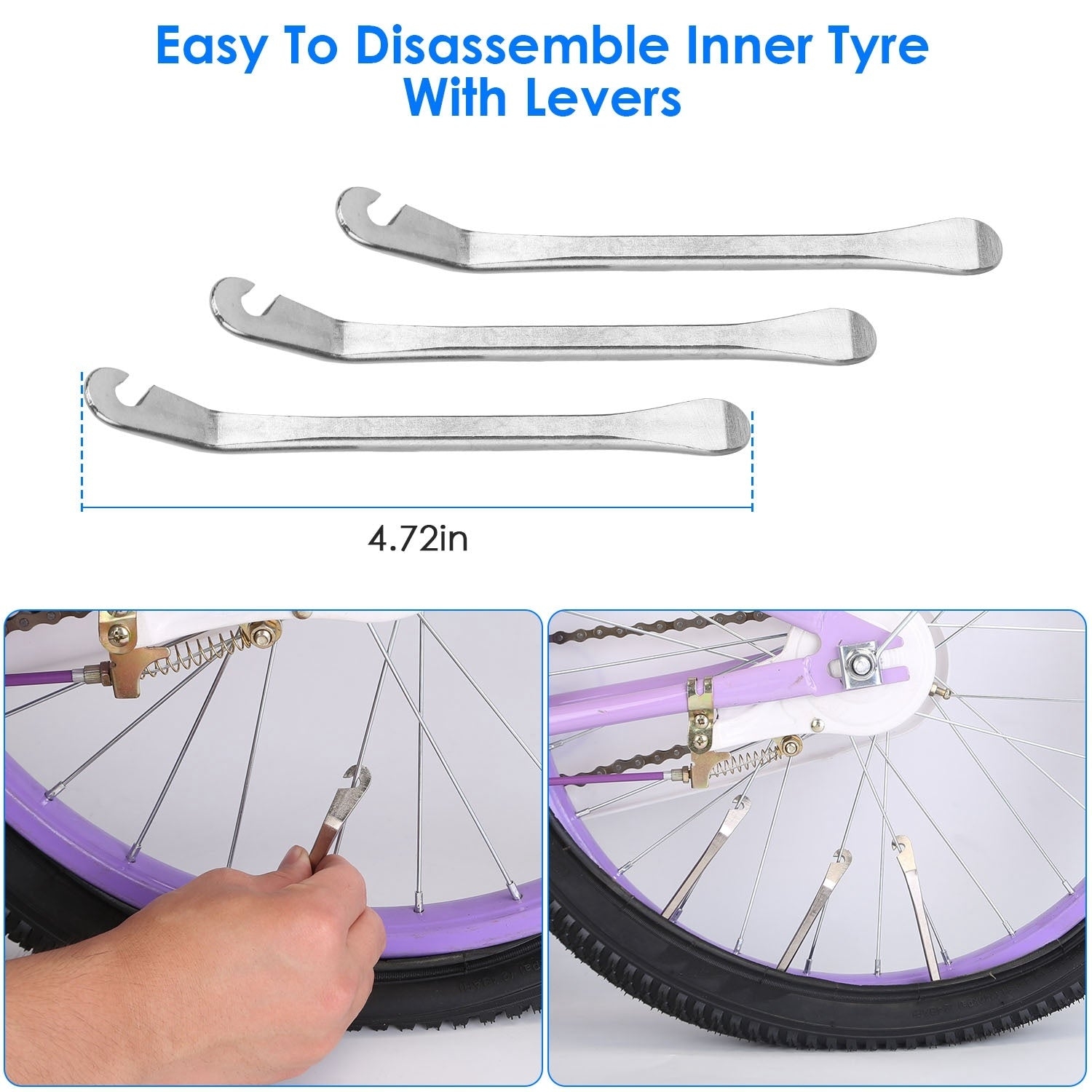 Bicycle Tyre Repair Kit Bag Bike Tire Repair Tool Kit with 16 in 1 Tool Tire Pump Tire Patches Tyre Levers Air Nozzles