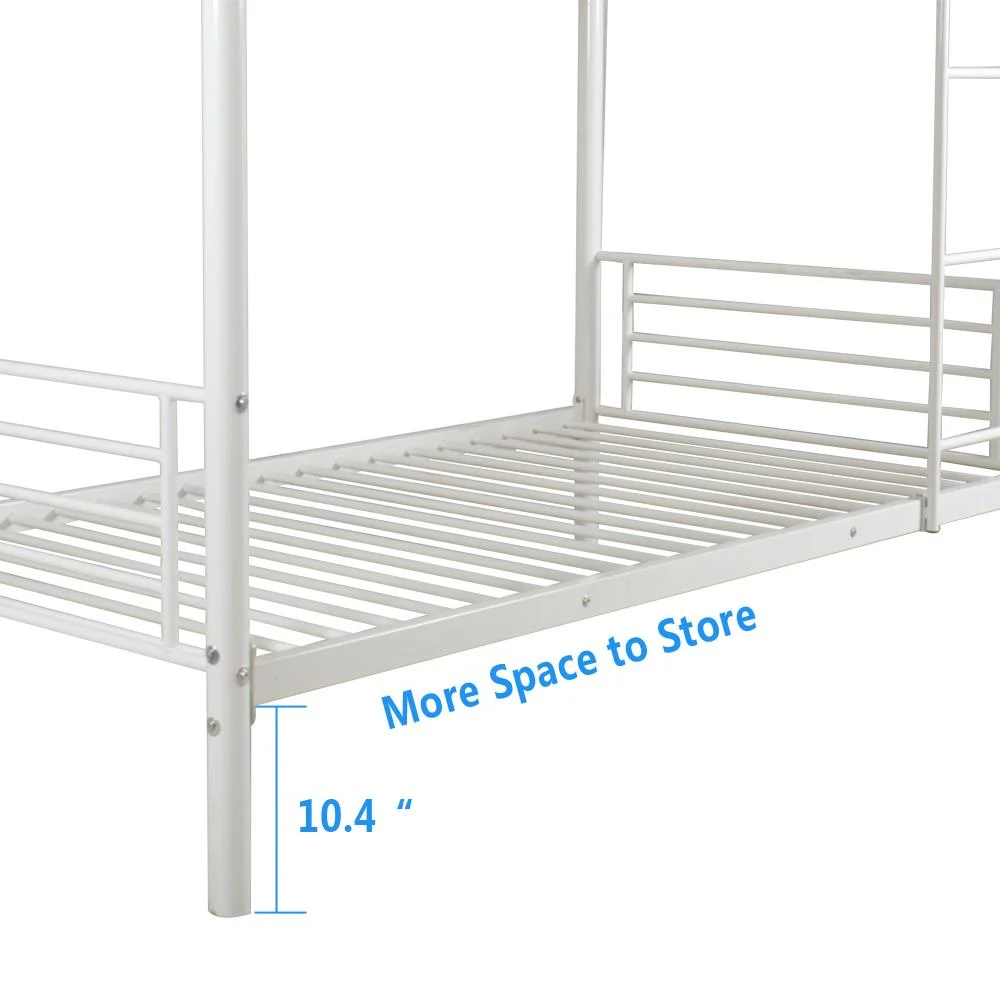 UBesGoo Twin over Twin Metal Bed,Metal Bunk Bed Frame with Ladders,White