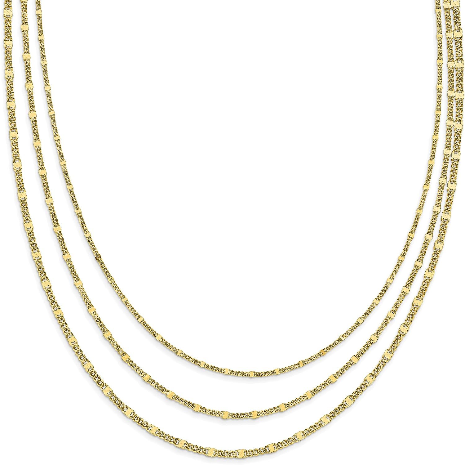 Sterling Silver Gold-tone Multi-strand with 1.5in ext. Necklace - 16