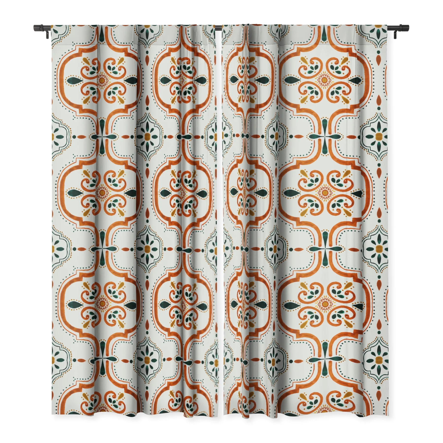 Society6 Marta Barragan Camarasa Andalusian Mosaic Pattern Blackout Curtain Single Panel White Modern 50