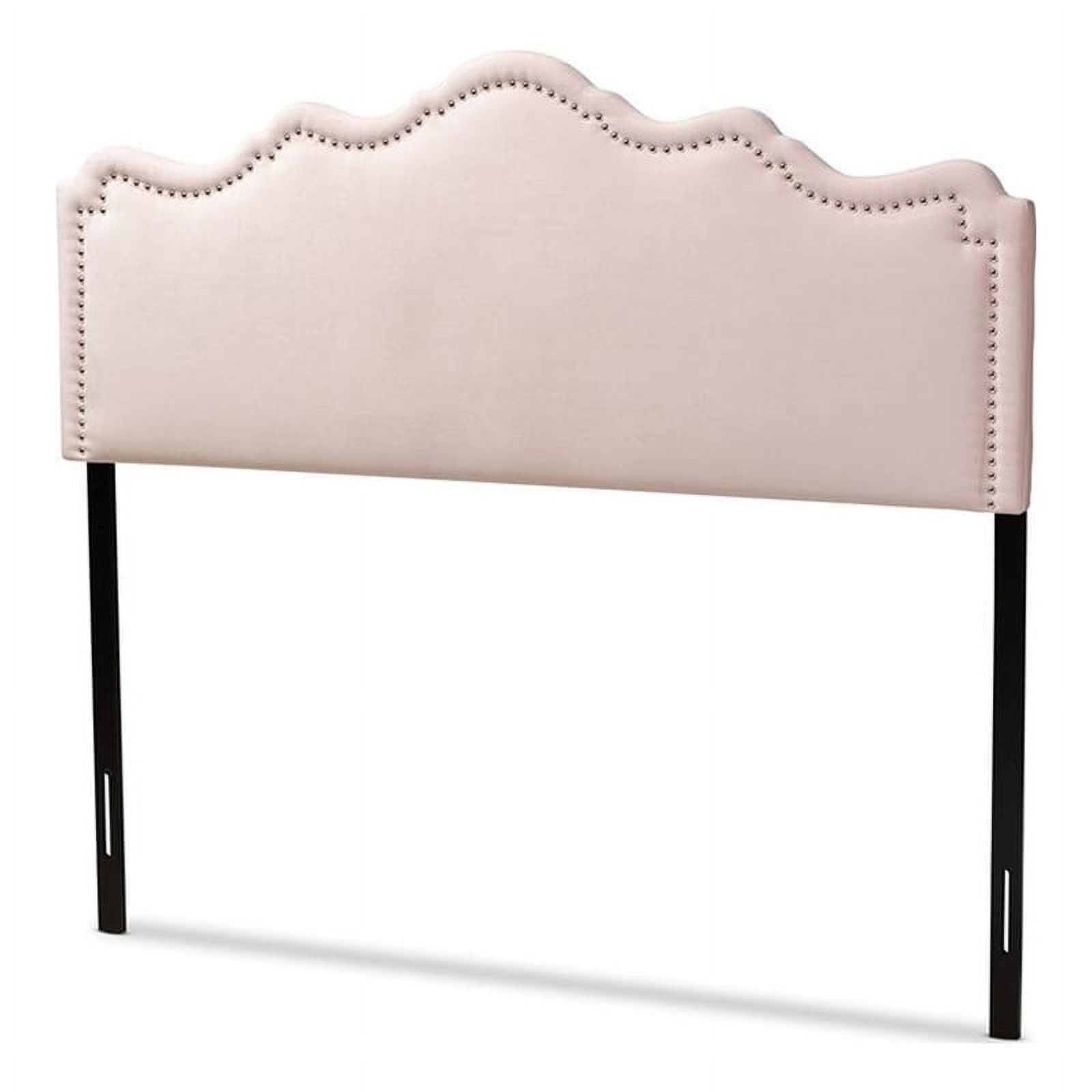 Bowery Hill Contemporary Velvet Upholstered King Headboard in Pink