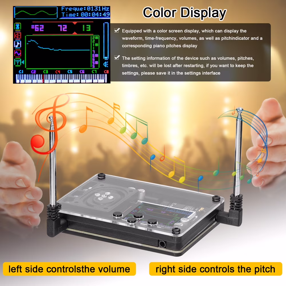 Carevas Musical instrument,With Color Screen Theremin Musical Audio Theremin Voices Adjustable With Theremin Type-c S N Display Qisuo Huiop Vin E Le Xibany Musical Vin E Interf O Theremin Color S N