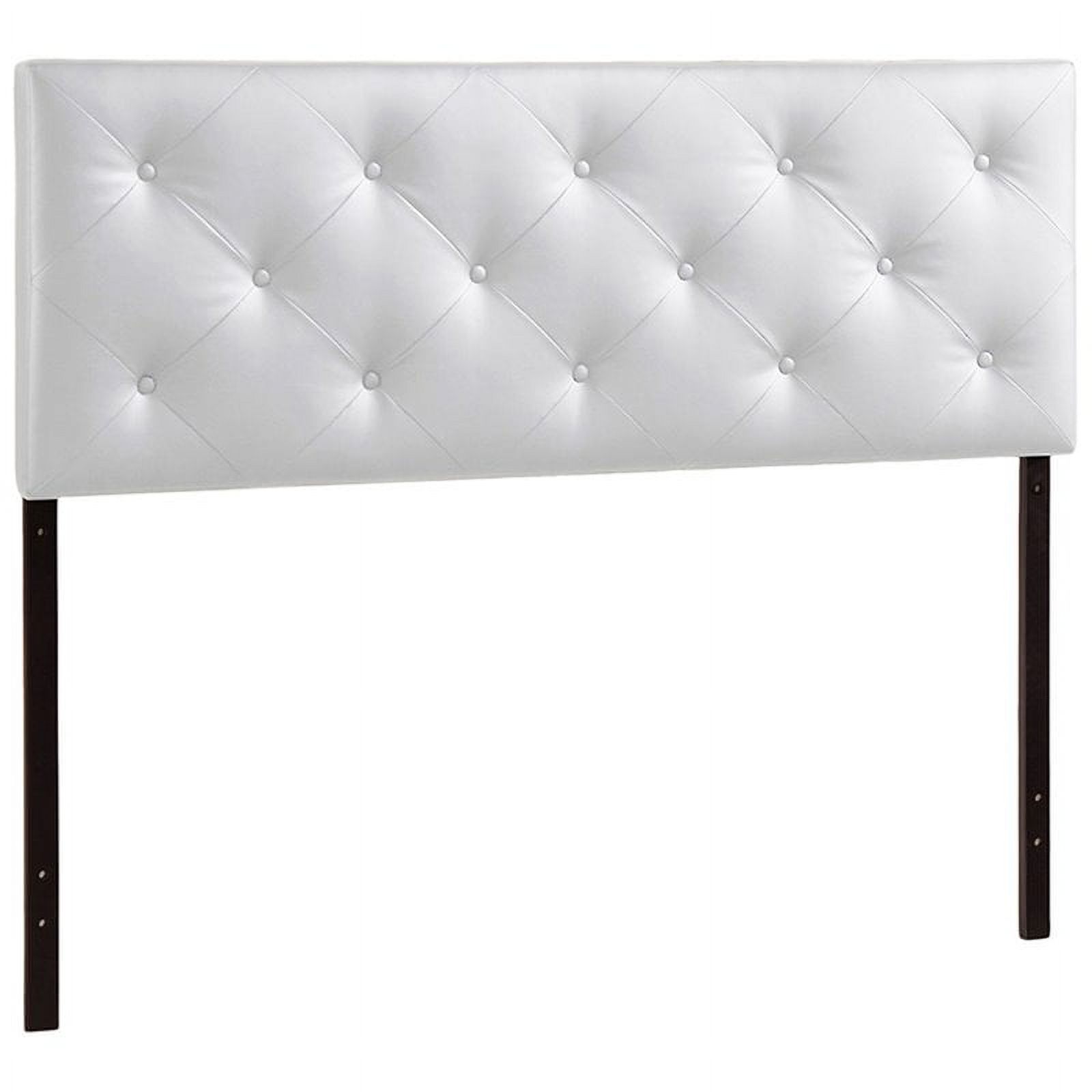 Bowery Hill Modern Faux Leather Tufted King Panel Headboard in White