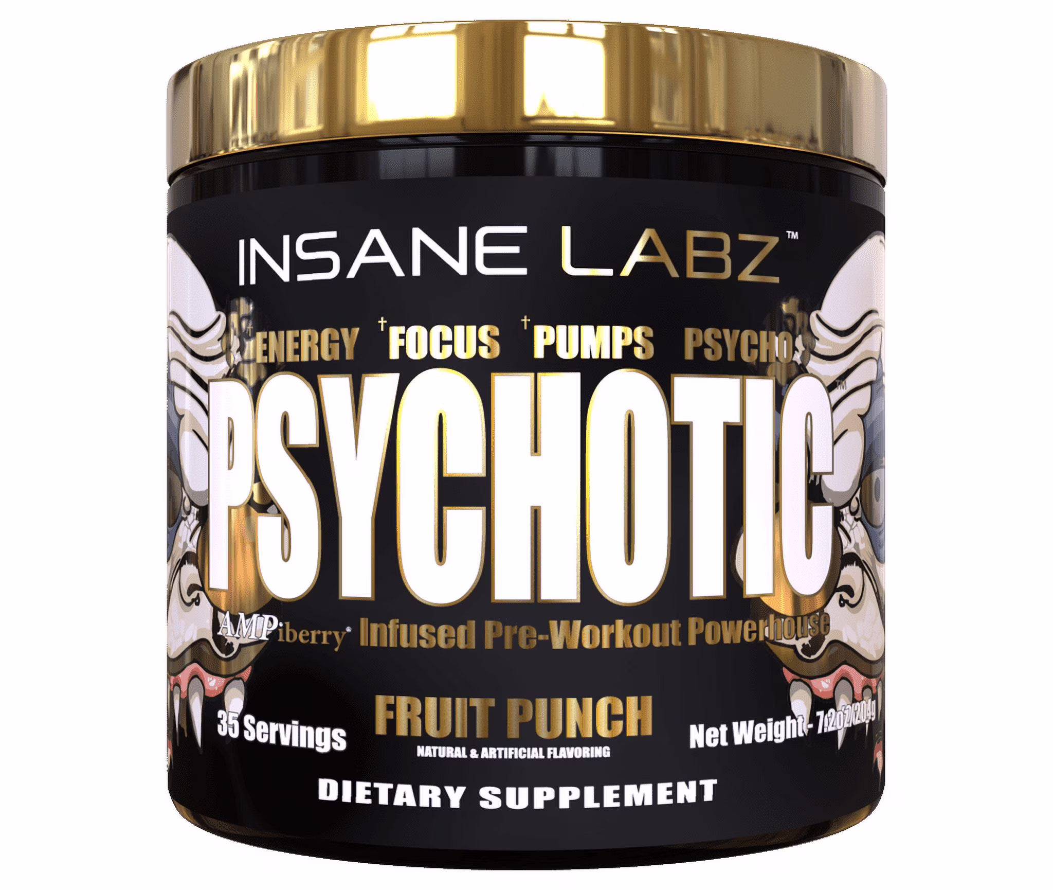 Psychotic Gold Pre Workout - Fruit Punch - 35 Servings - Insane Labz