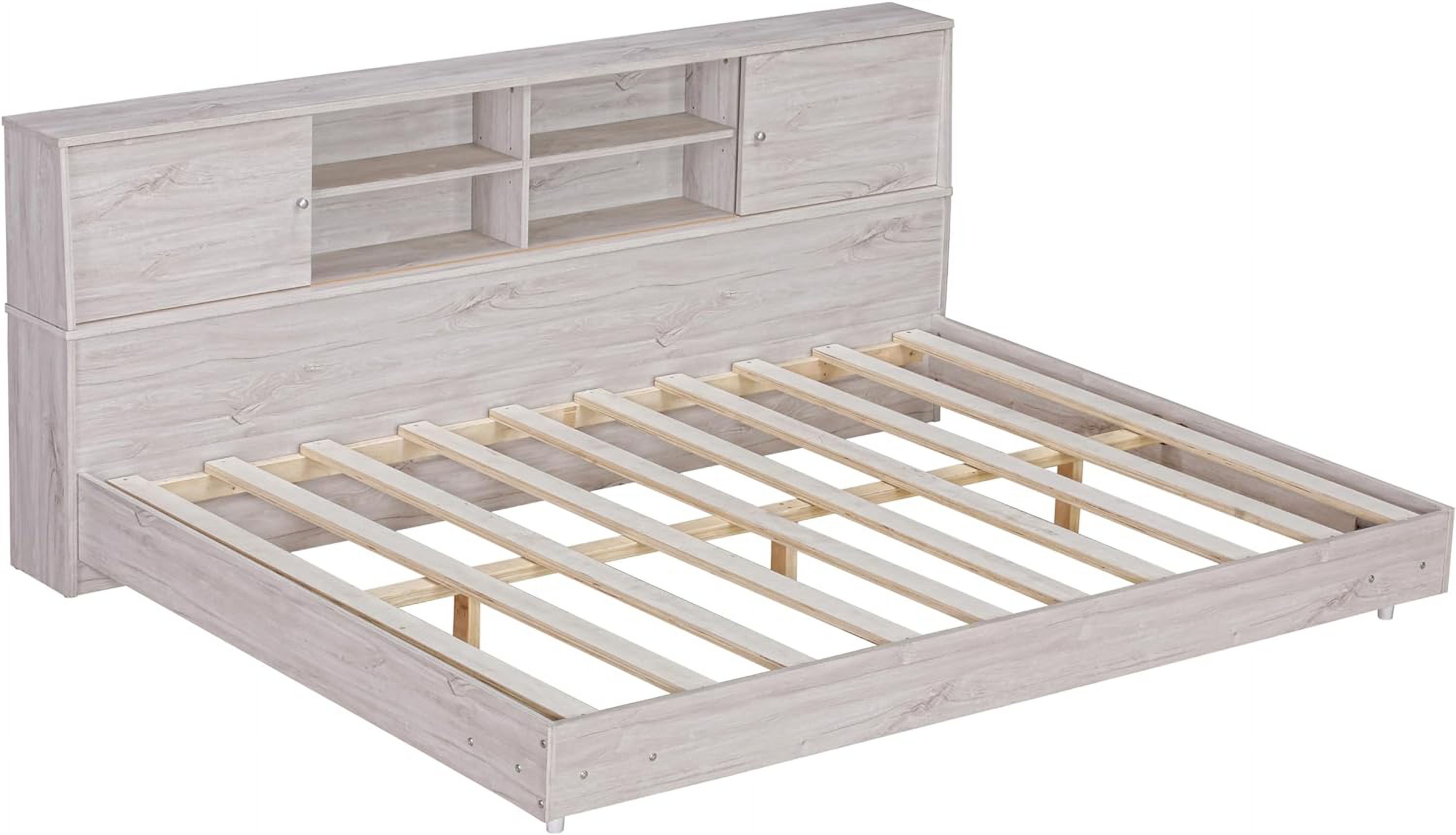 Elegant Full Size Daybed with Storage Bookcases, Multi-Functional Design Solid Wood Daybed Sofa Bed Frame with Sturdy Slat Support, Maximize Space