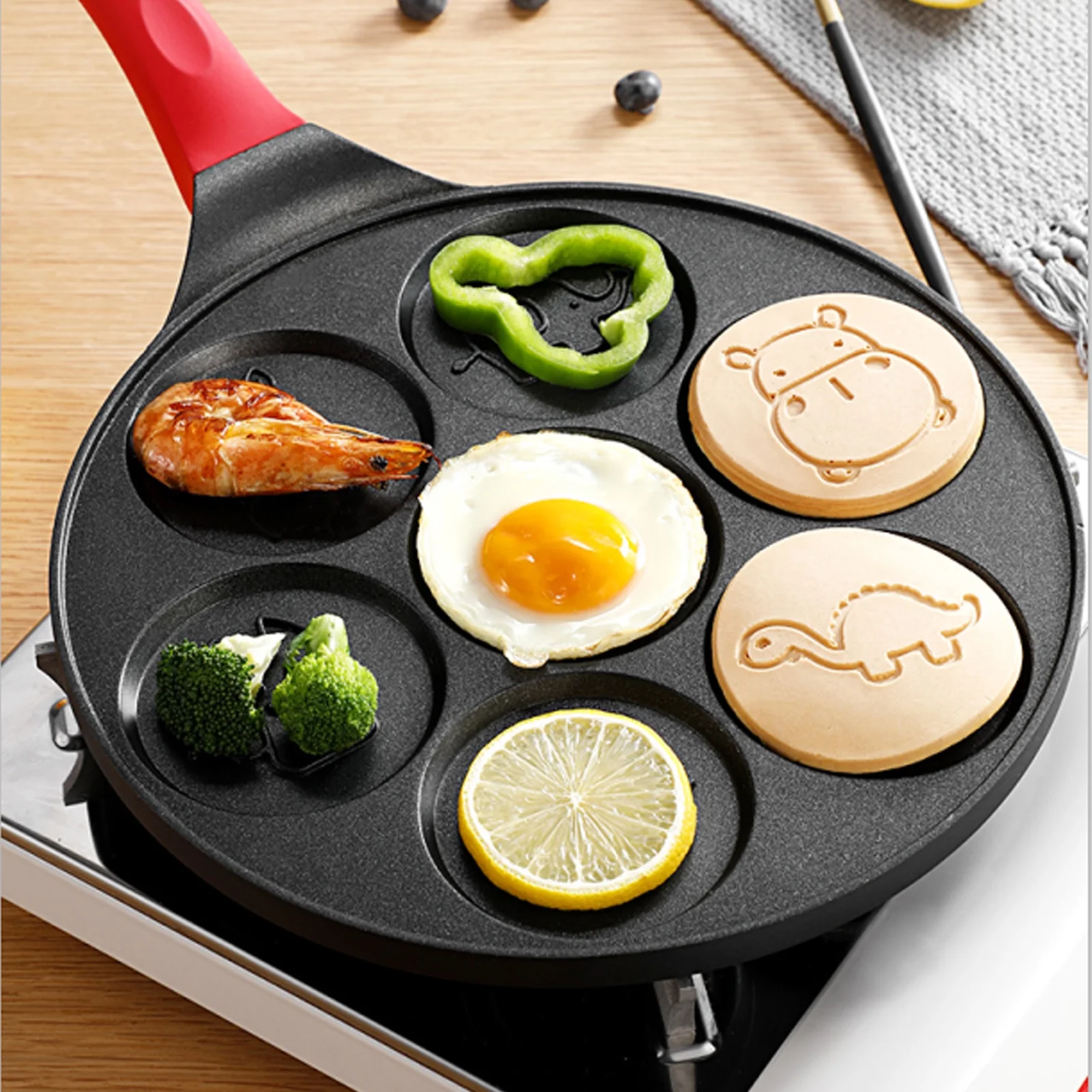 Htovila Grill pan,Pan - Pancake Maker Pan - Pancake Pan Animal Shapes With 7 Animal Molds Kids Nonstick Pancake Maker Pan Leeofty Buzhi