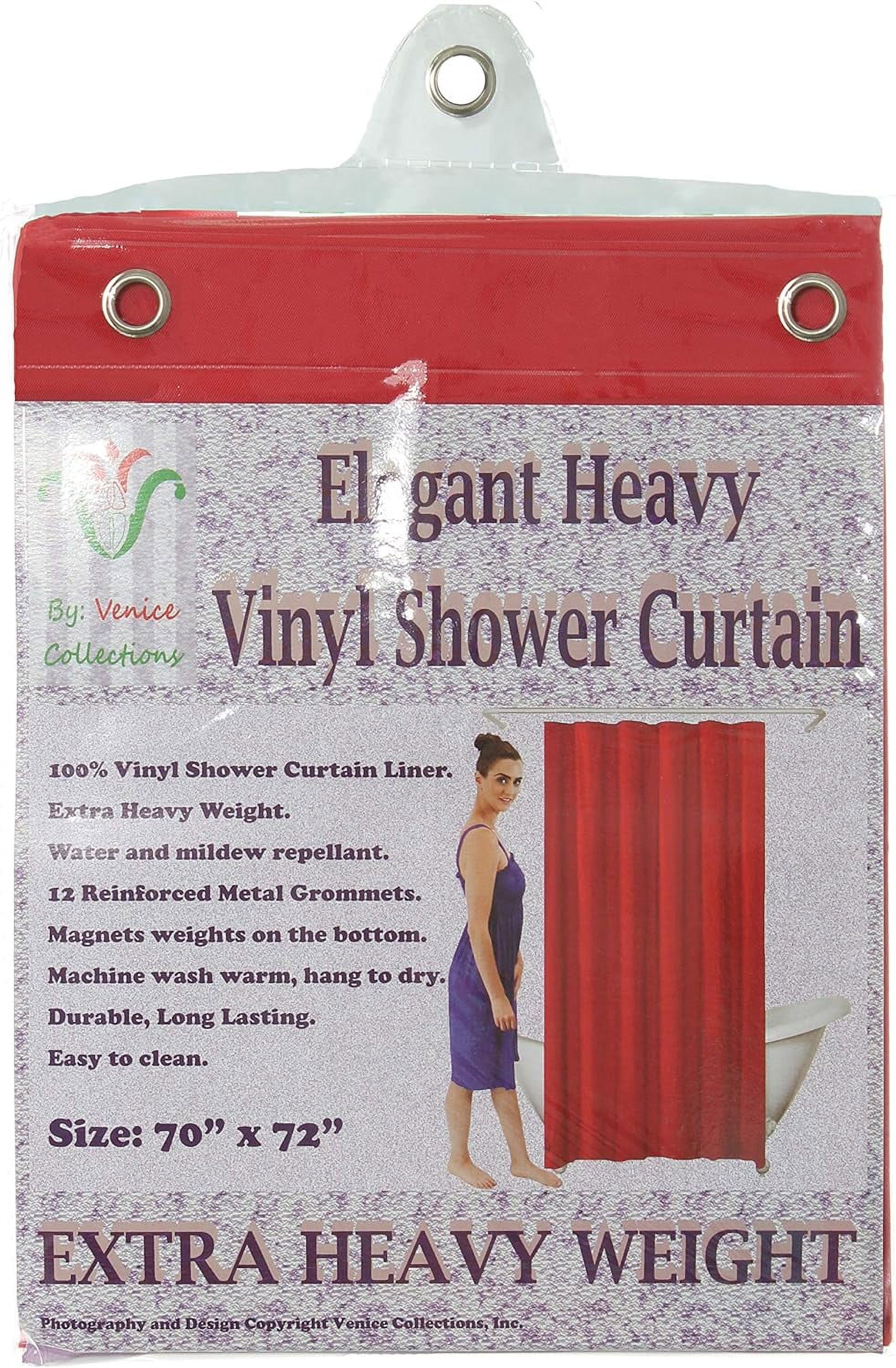 Venice Home Heavy Duty Vinyl Shower Curtain Liner With 12 Metal Grommets Red
