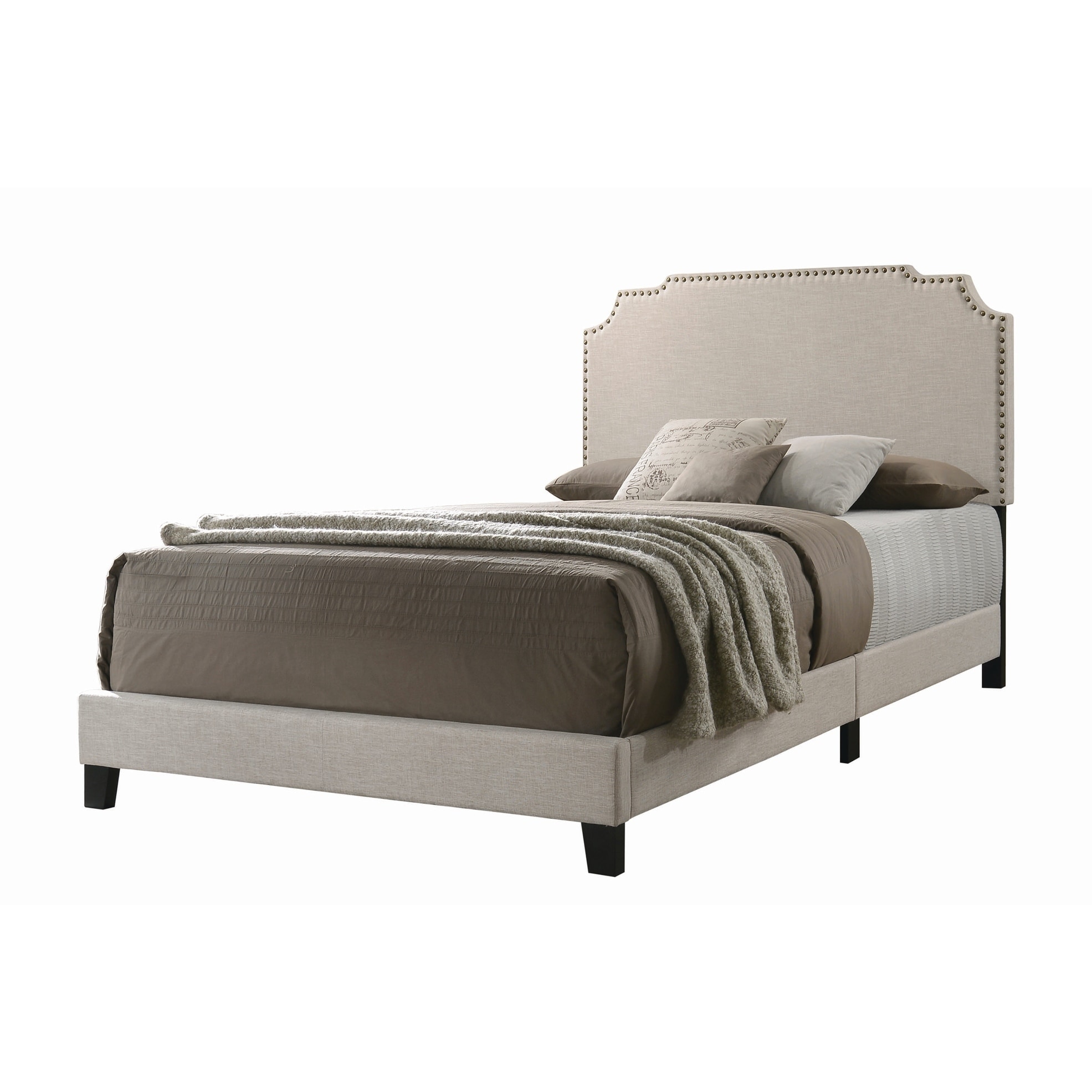 Coaster  Furniture Tamarac Upholstered Nailhead Bed Grey 80