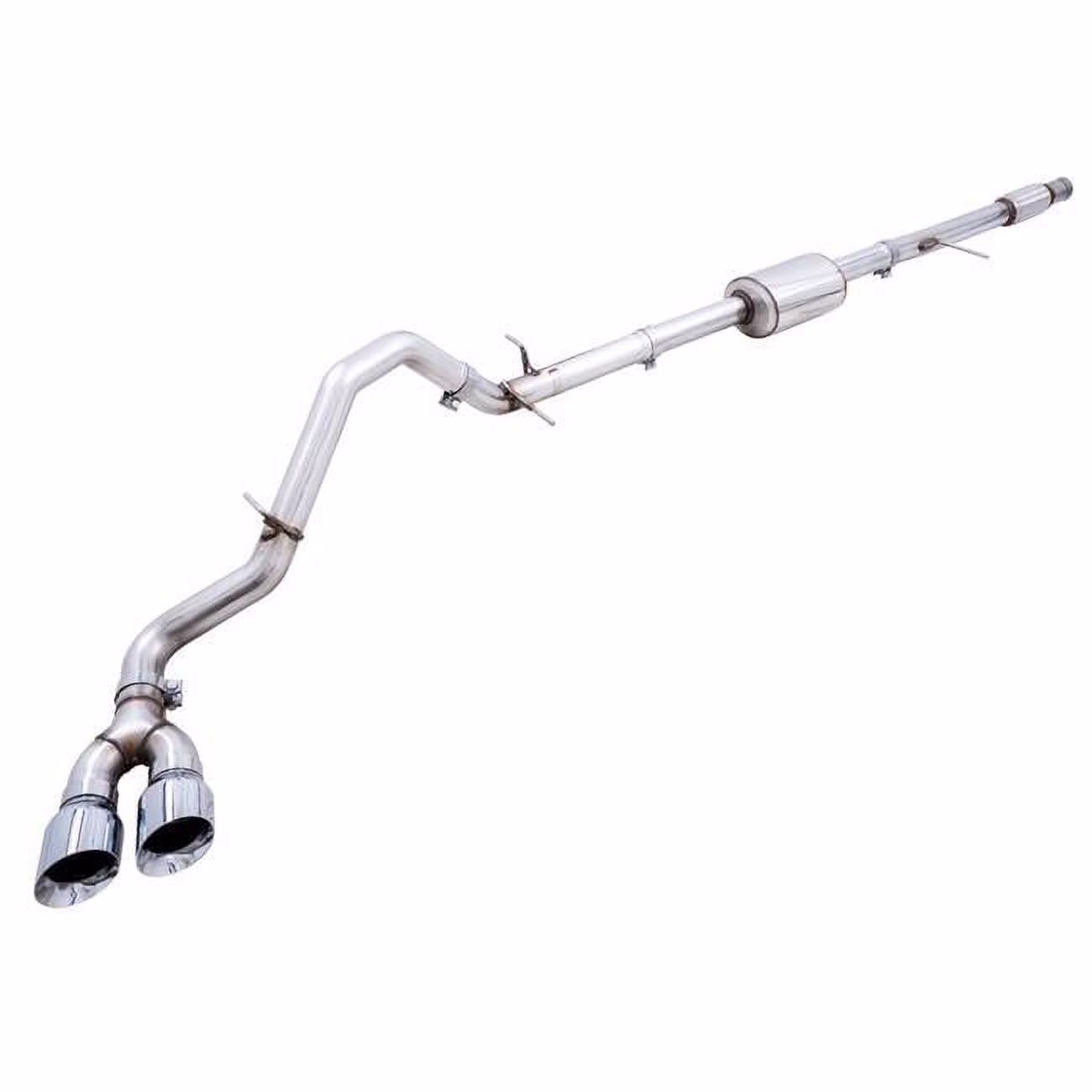 AWE Tuning 3015-22207 4th Gen GM 1500 5.3L 0FG Catback Dual Side Exit with Flat Bumper - Chrome Tips