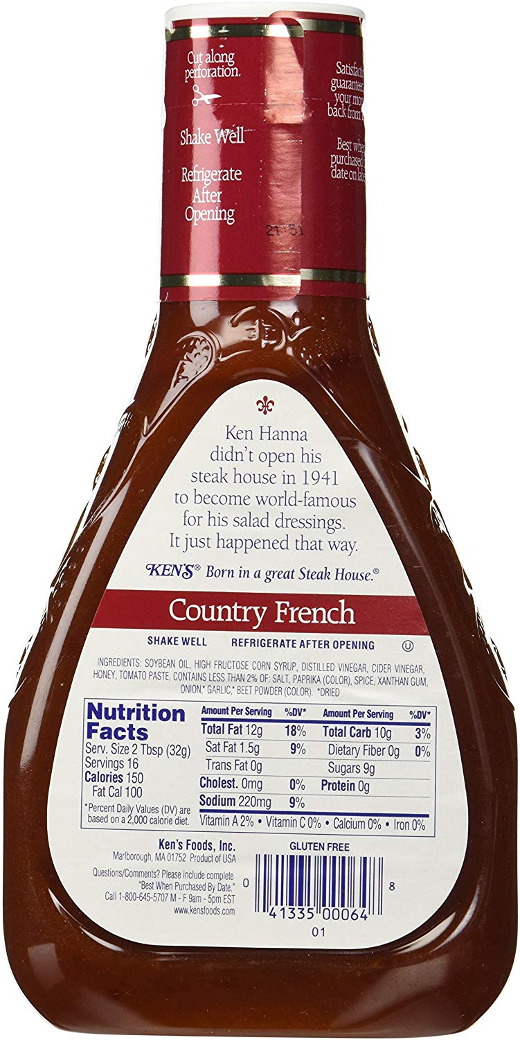 Country French Salad Dressing 16 Ounce (Pkg of 3) Ken's Steak House