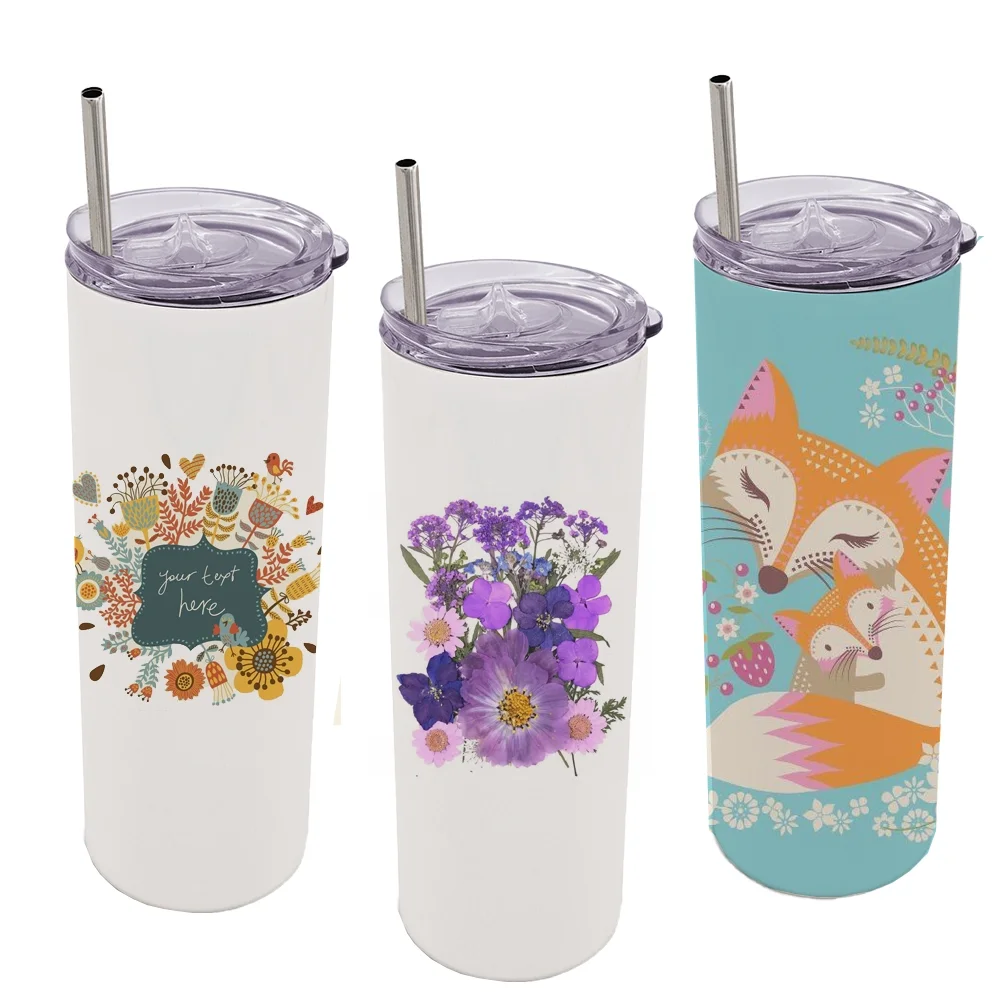 VING 25pcs Bulk 20oz White Sublimation Blank Straight Tumbler Double 304 Stainless Steel Travel Cup Water Bottle