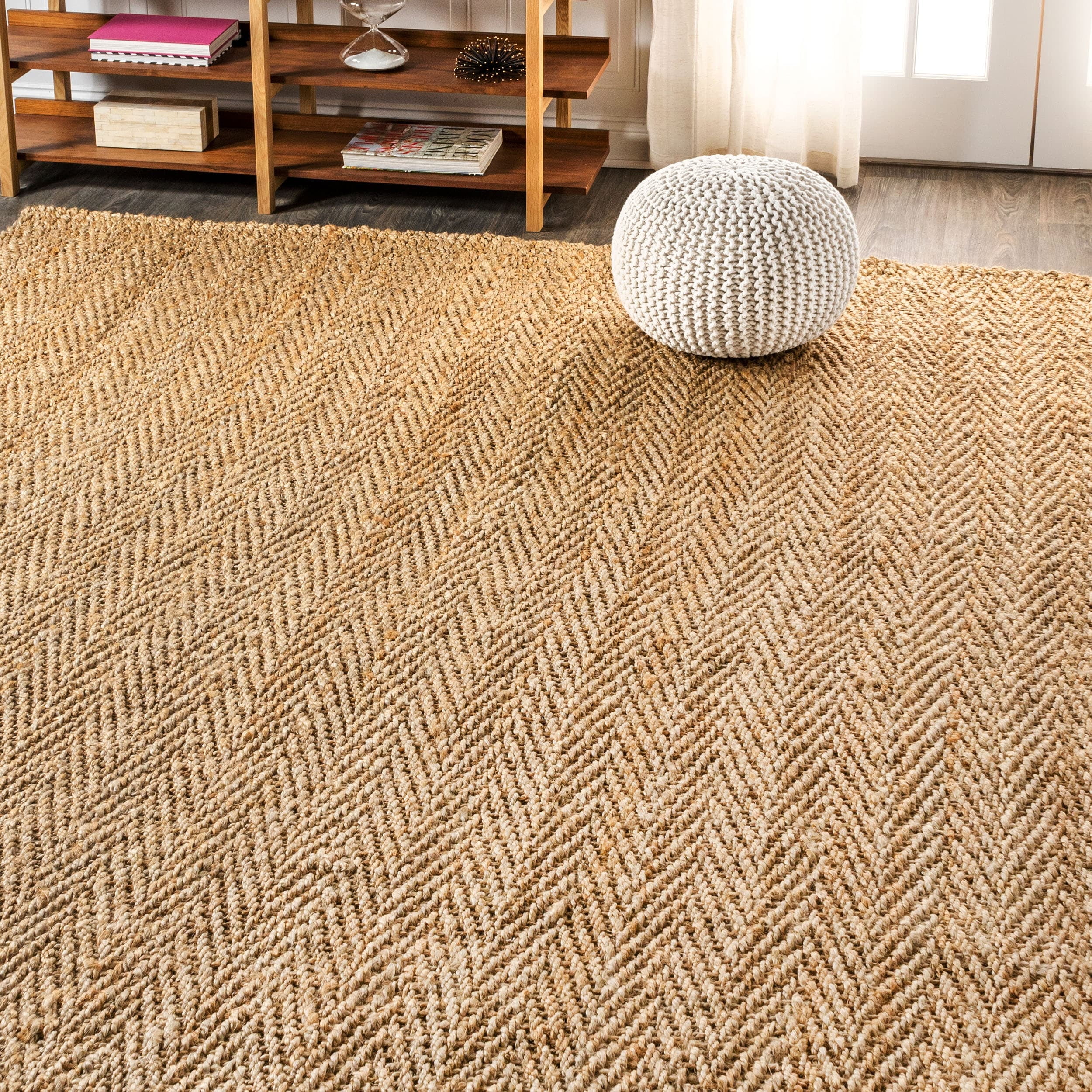 JONATHAN Y JONATHAN  Y Estera Hand Woven Herringbone Chunky Jute Area Rug 2 X 8
