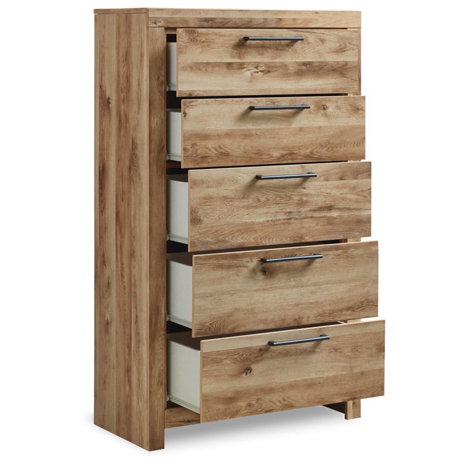 Bowery Hill Contemporary 5-Drawer Wood Chest in Tan/Golden Rustic