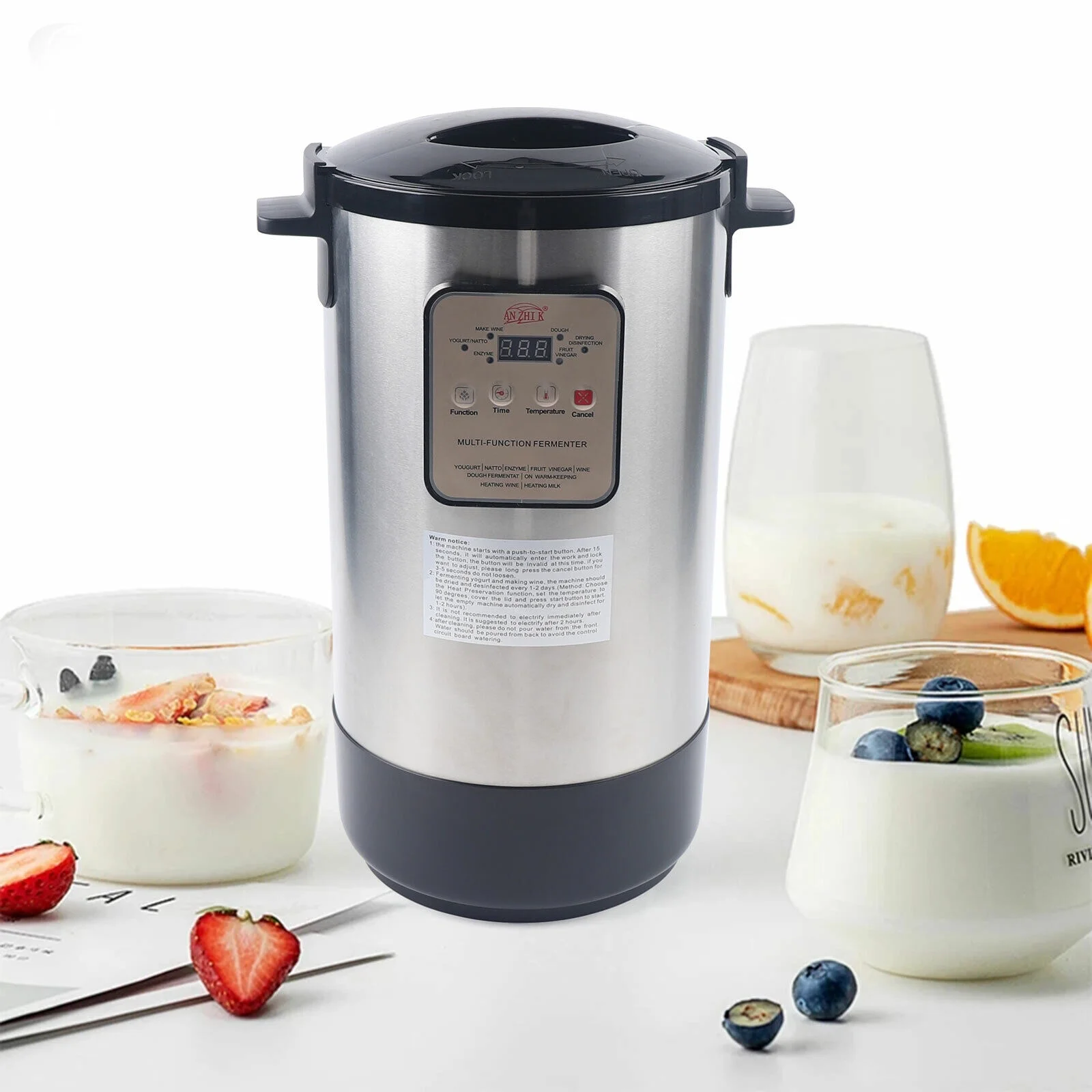 Miumaeov 12L Yogurt Maker Electric Fermenter with Temperature Control Automatic Yogurt Natto Fermentation Machine Rice Wine Maker for Commercial Home Bar Use Stainless Steel Liner 110V