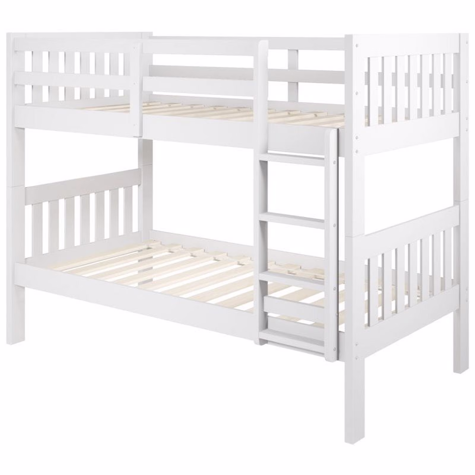Rosebery Kids Twin Over Twin Solid Wood Mission Bunk Bed in White